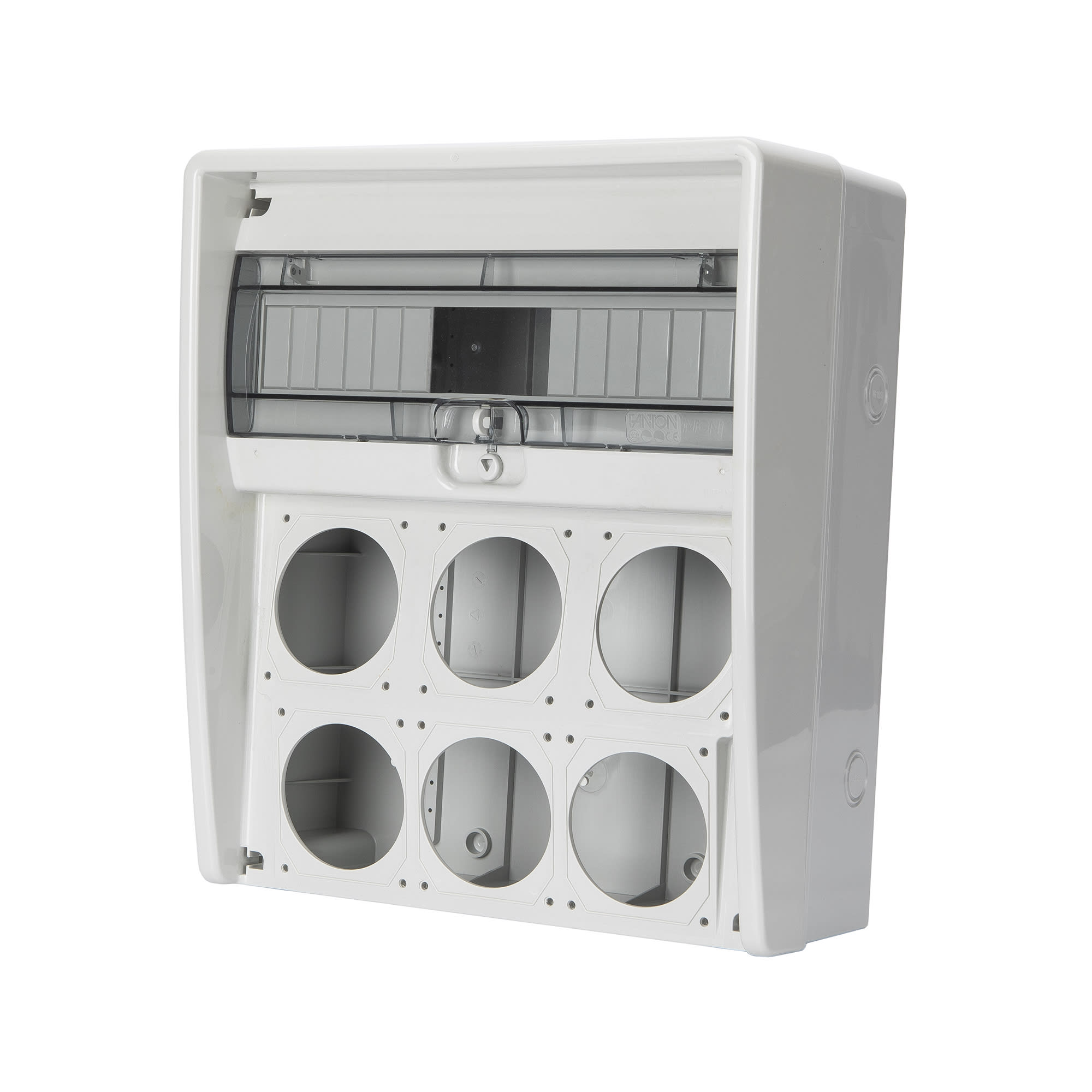 FANTON - Quadro ULISSE 350 IP65 vuoto, con 6 fori per prese max 32A e 3 coperchi ciechi