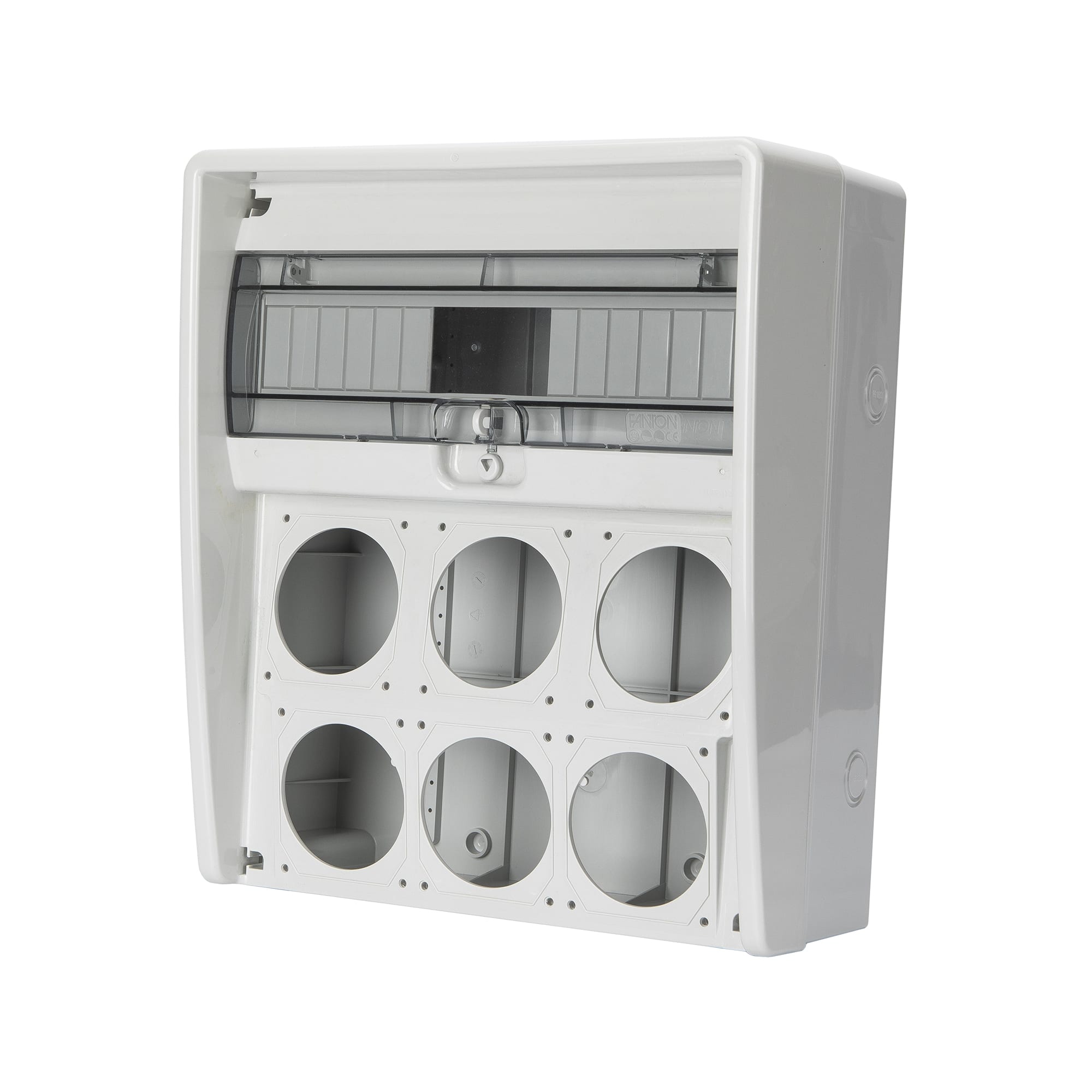 FANTON - Quadro ULISSE 350 IP65 vuoto, con 6 fori per prese max 32A e 3 coperchi ciechi