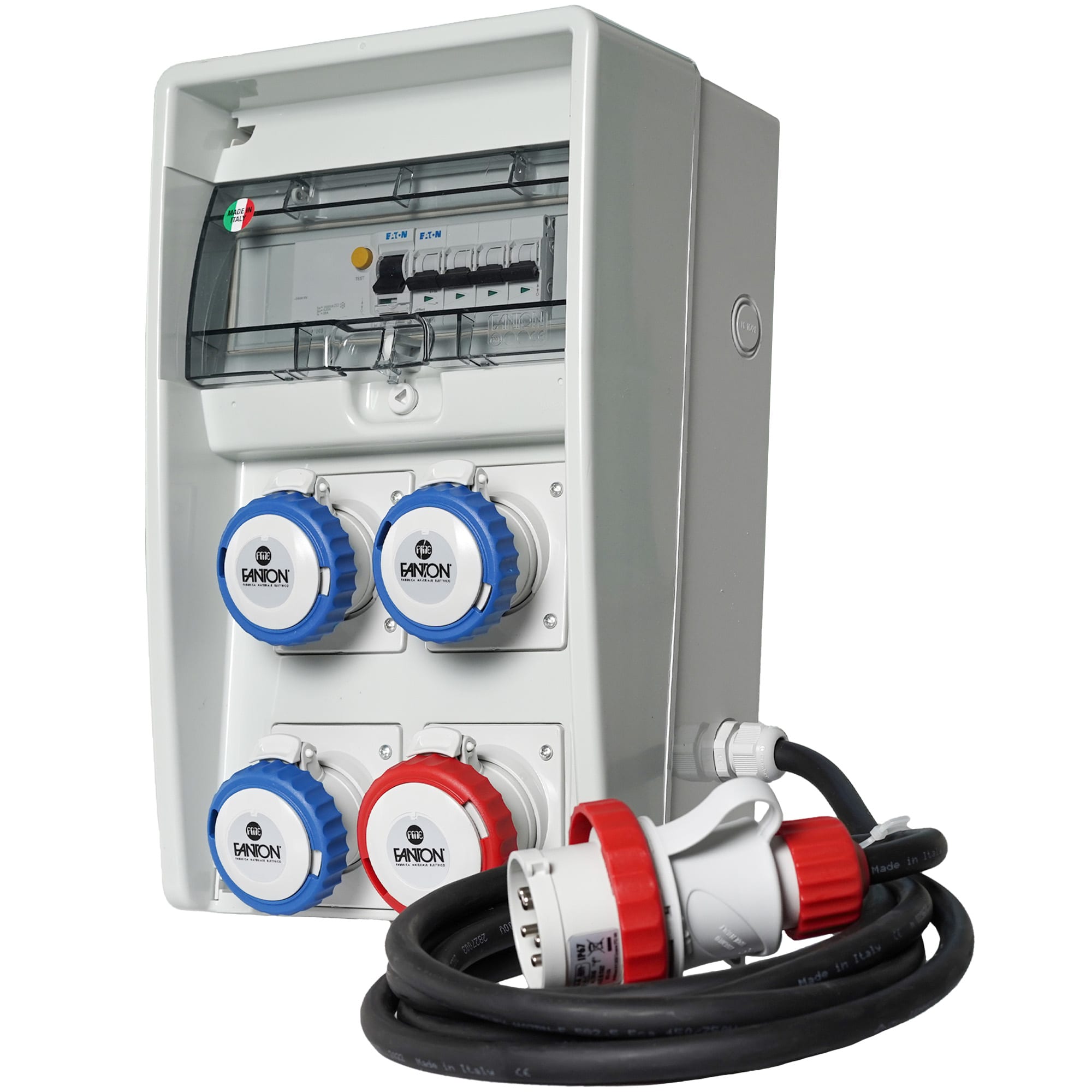 FANTON - Quadro ULISSE 250 ASC IP65 - 4 prese CEE, 4 protezioni, con cavo, 18kW