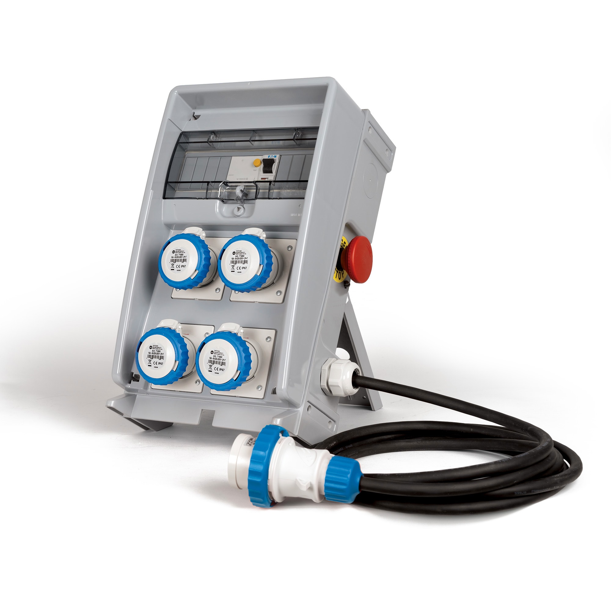 FANTON - Quadro ULISSE PRO 250 ASC IP65 - 4 prese CEE, 2 protezioni, con cavo 4m e emergenza, 3kW