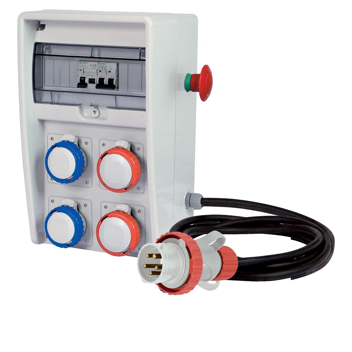 FANTON - Quadro ULISSE 250 ASC IP65 - 4 prese CEE, 2 protezioni, con cavo 4m e emergenza, 9kW