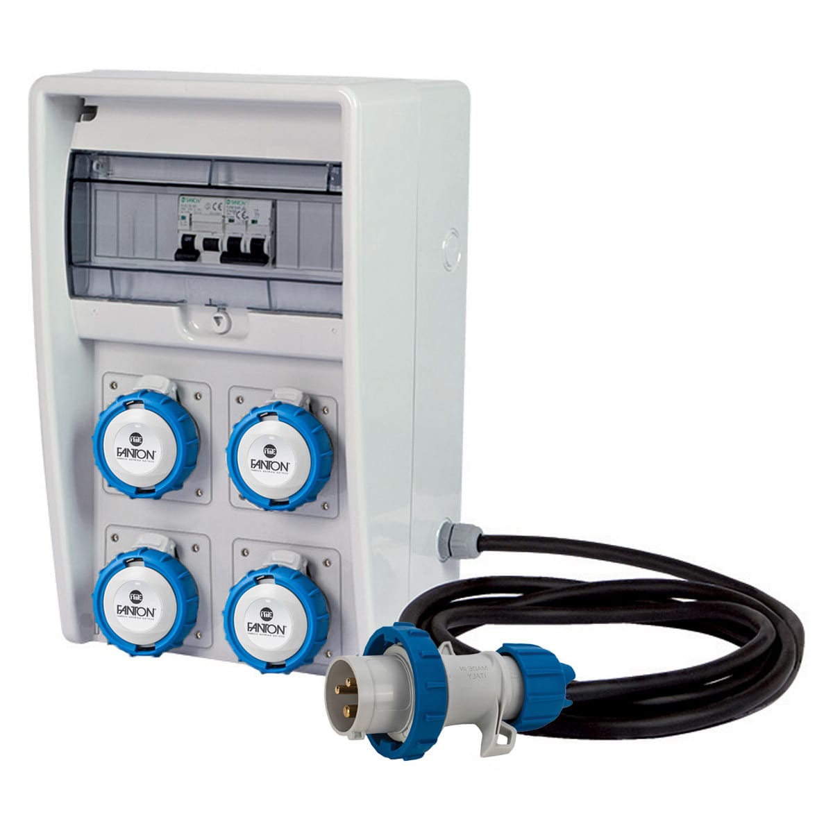 FANTON - Quadro ULISSE 250 ASC IP65 - 4 prese CEE, 2 protezioni, con cavo 4m, 3kW