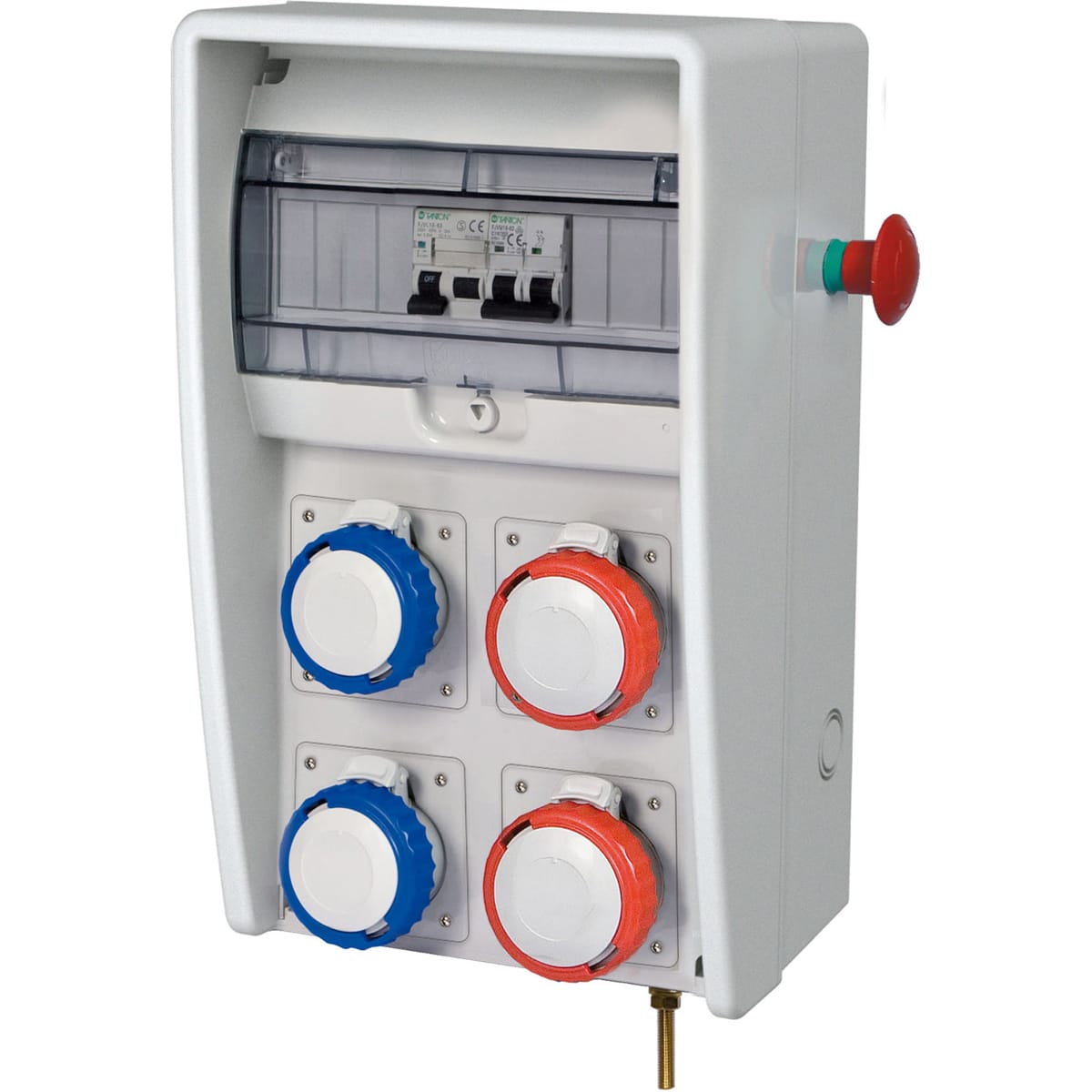 FANTON - Quadro ULISSE 250 ASC IP65 - 4 prese CEE, 2 protezioni, con morsettiera e emergenza, 9kW