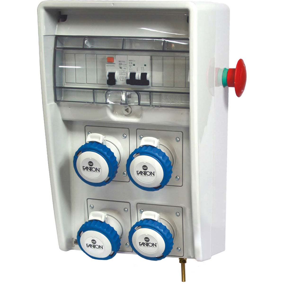 FANTON - Quadro ULISSE 250 ASC IP65 - 4 prese CEE, 2 protezioni, con morsettiera e emergenza, 3kW