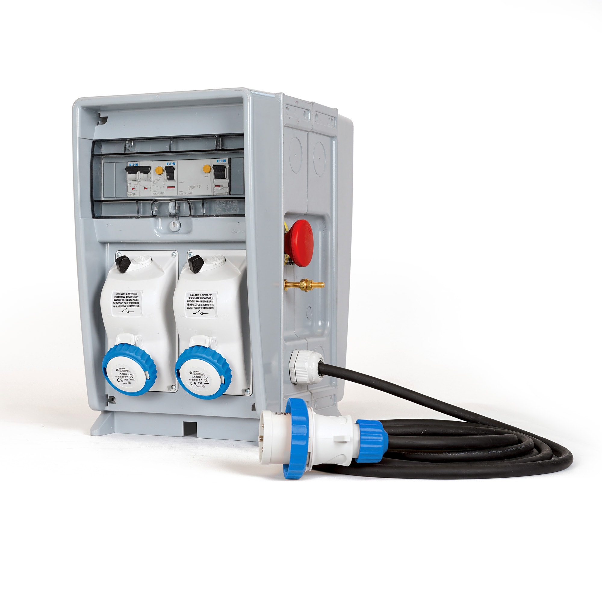 FANTON - Quadro ULISSE BIFACCIALE ASC IP65 - 4 prese CEE, 2 protezioni, con cavo 2m e emergenza, 3kW