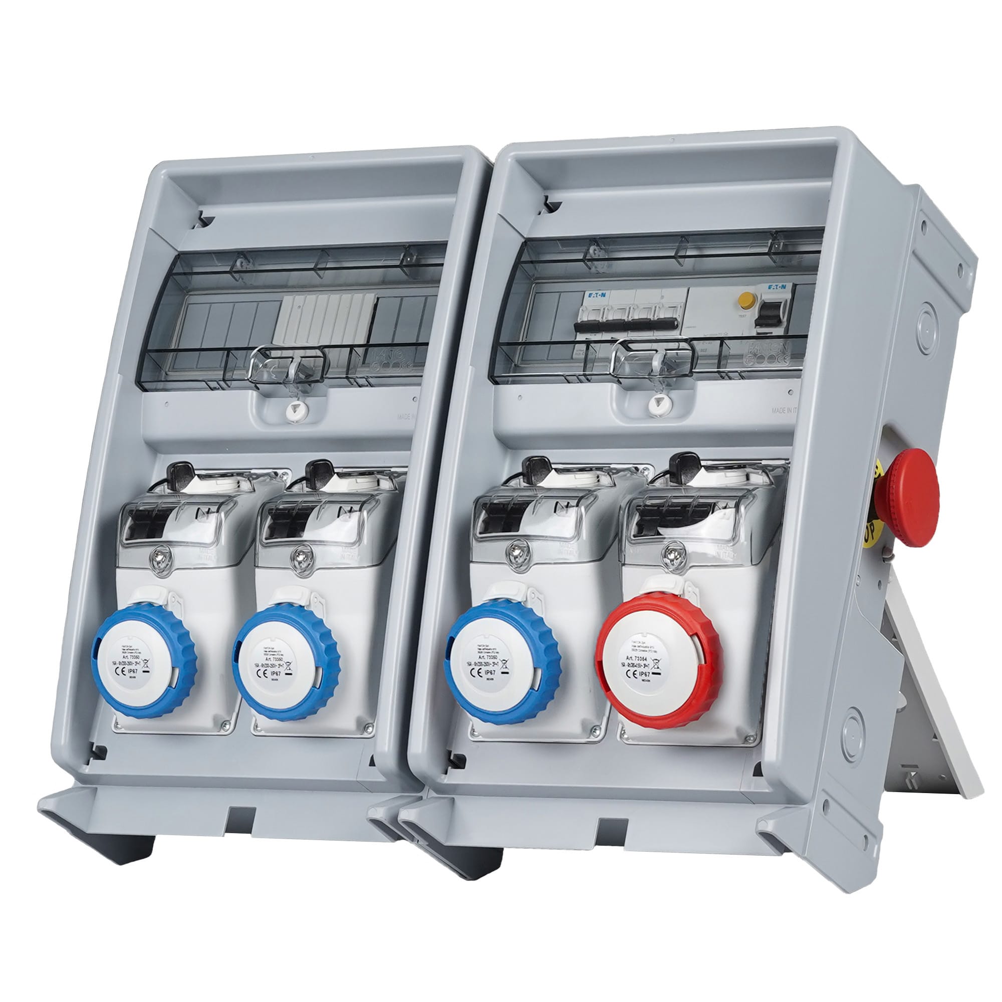 FANTON - Quadro ULISSE BIFACCIALE ASC IP65 - 4 prese CEE, 2 protezioni, con morsettiera e emergenza, 18kW