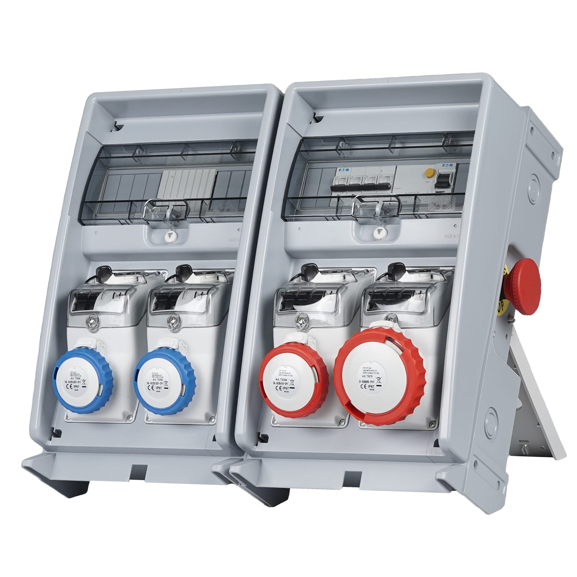 FANTON - Quadro ULISSE 500 ASC IP65 - 4 prese CEE, 2 protezioni, con morsettiera e emergenza, 18kW