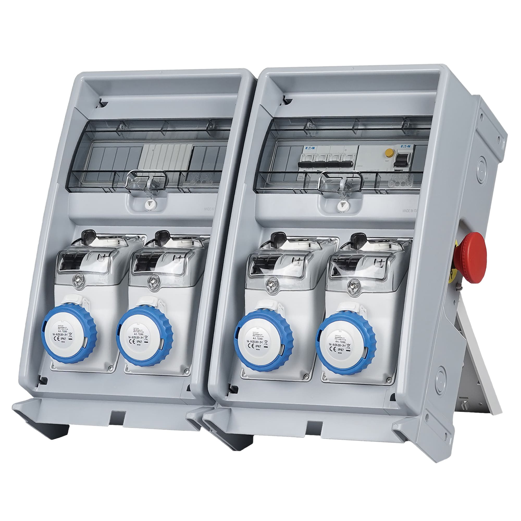 FANTON - Quadro ULISSE 500 ASC IP65 - 4 prese CEE, 2 protezioni, con morsettiera e emergenza, 6kW