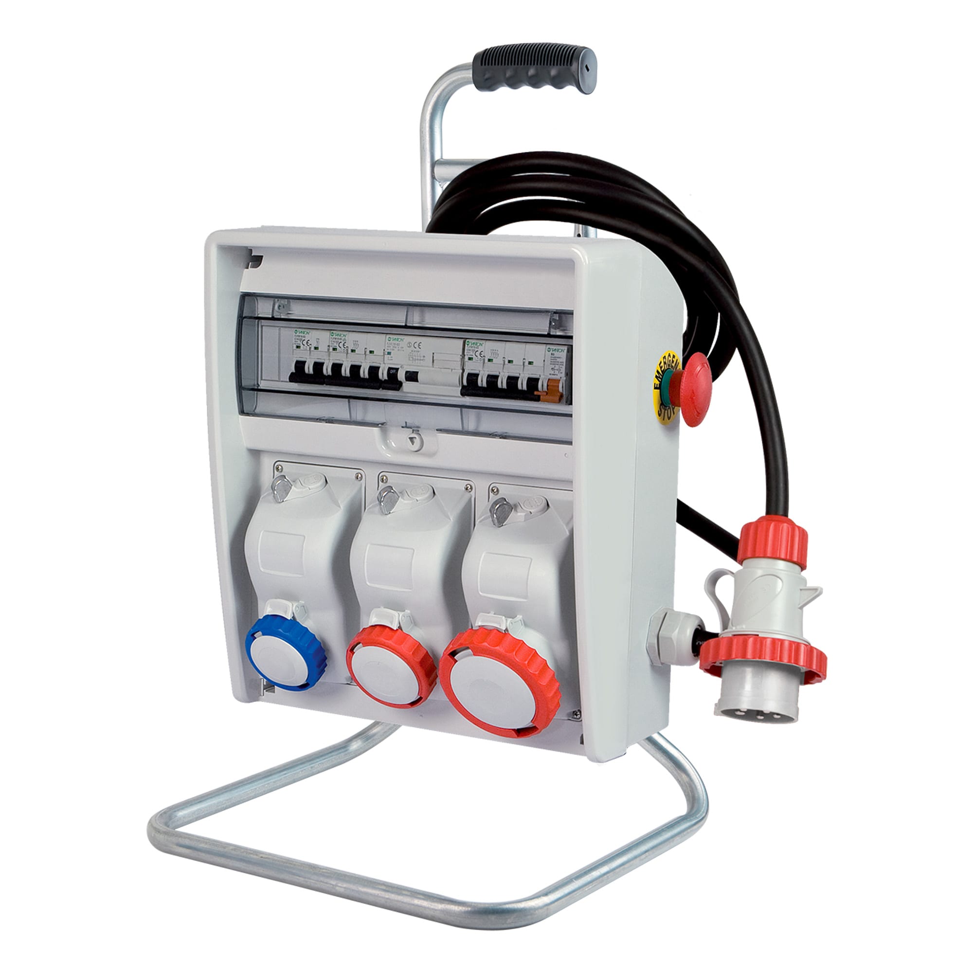 FANTON - Quadro ULISSE 350 ASC IP65 - 3 prese CEE, 4 protezioni, con cavo, emergenza e supporto, 18kW 74386