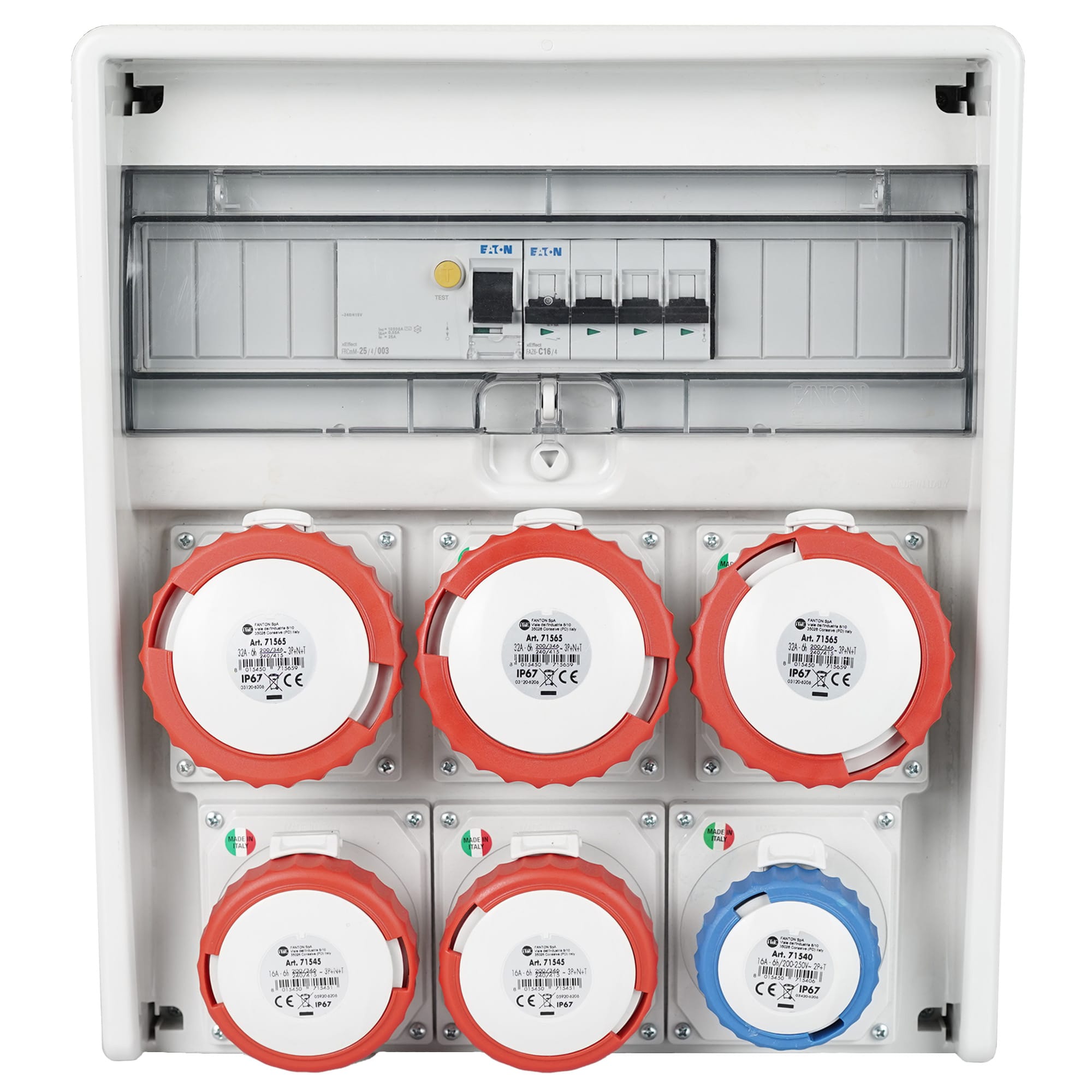 FANTON - Quadro ULISSE 350 ASC IP65 - 6 prese CEE, 4 protezioni, con morsettiera, 35kW