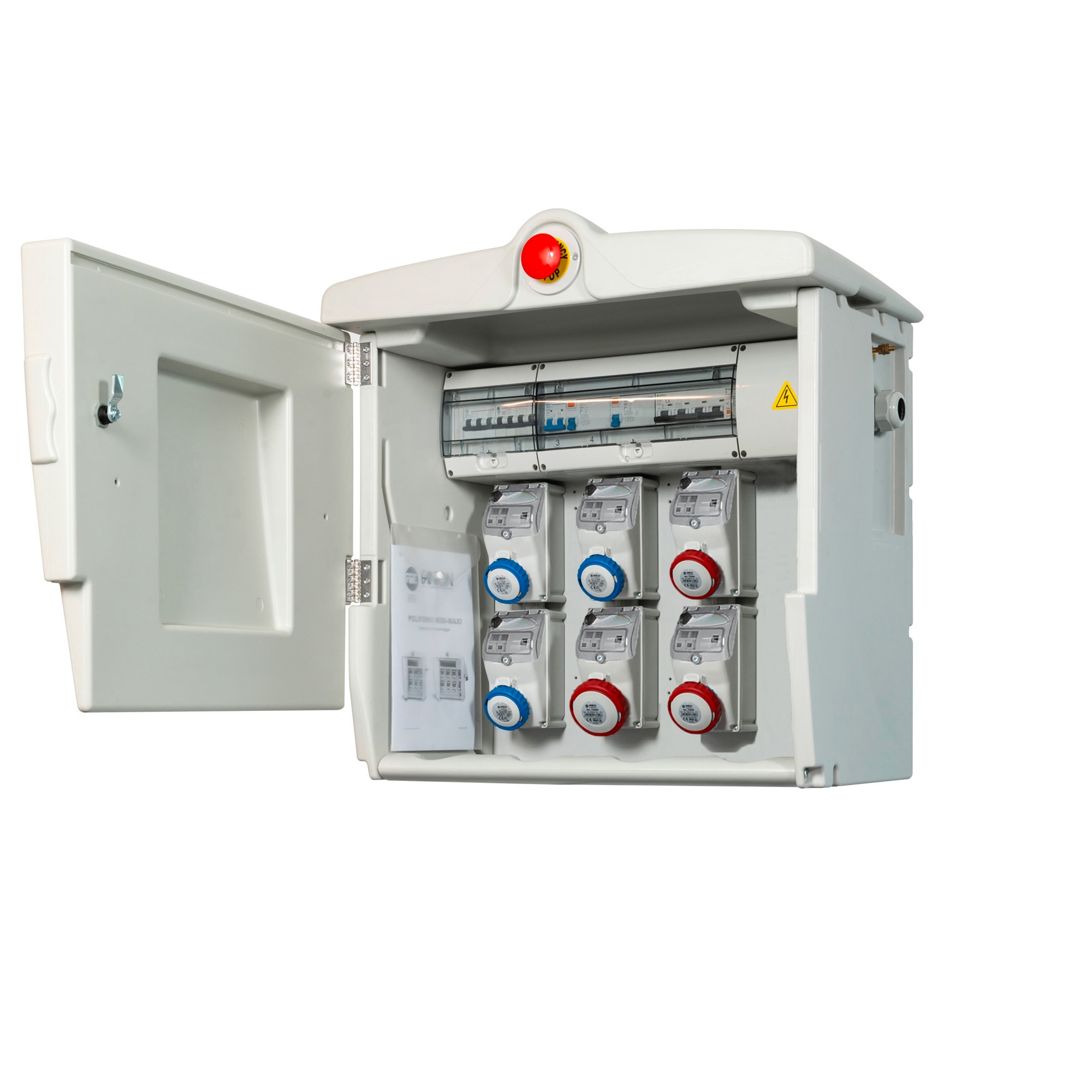 FANTON - Quadro POLIFEMO MIDI ASC IP55 IP55 - 6 prese, 2 protezioni, con morsettiera, emergenza, 18kW