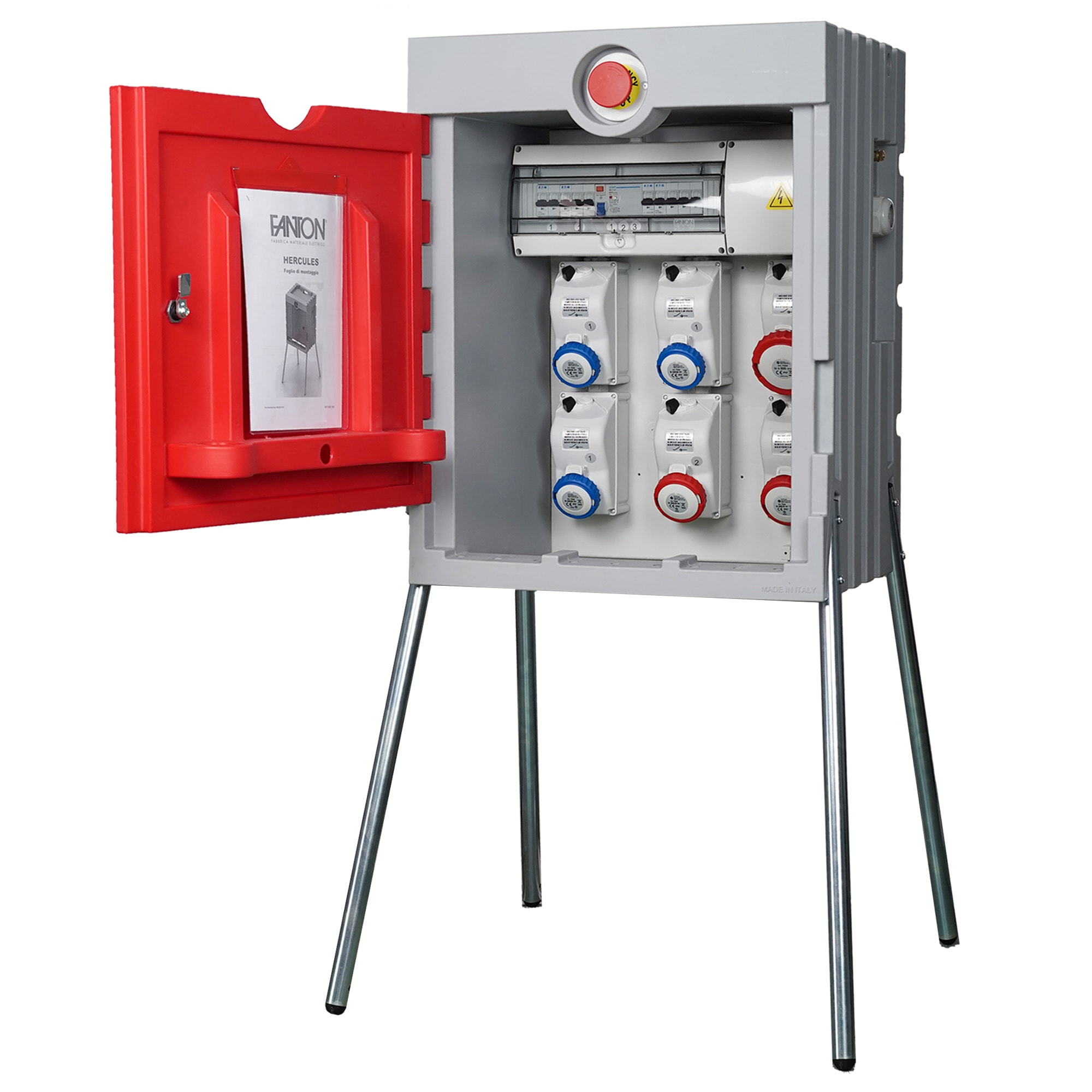 FANTON - Quadro HERCULES ASC IP55 - 6 prese, 2 protezioni, con morsettiera, emergenza, 35kW