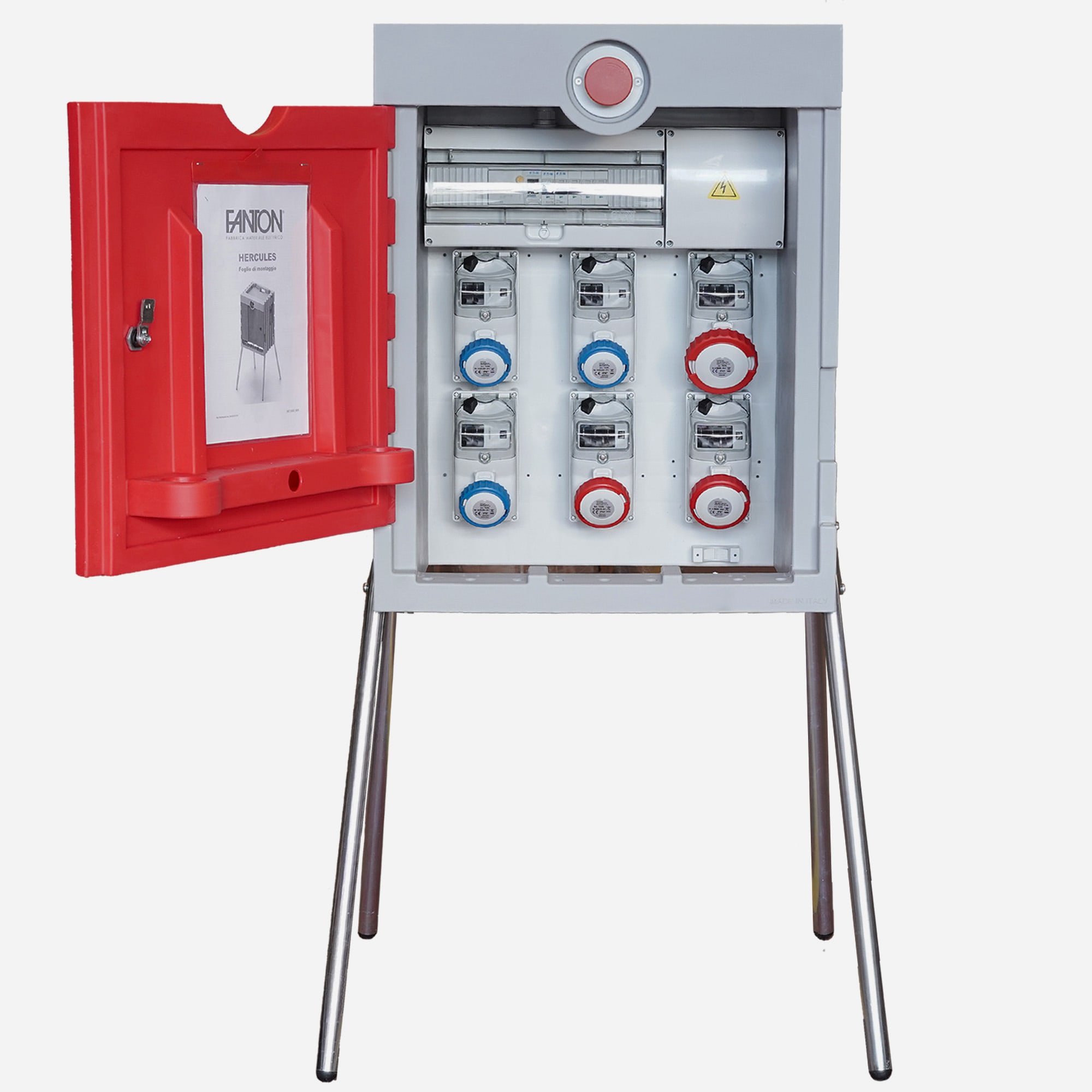 FANTON - Quadro HERCULES ASC IP55 - 6 prese, 2 protezioni, con morsettiera, emergenza, 18kW