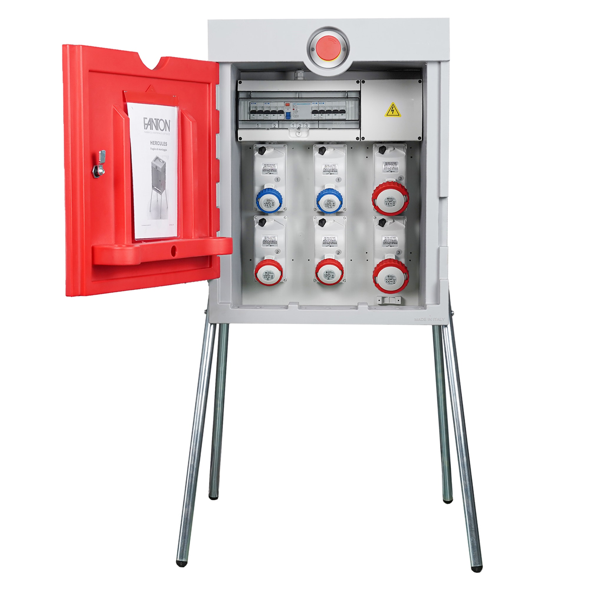 FANTON - Quadro HERCULES ASC IP55 - 6 prese, 4 protezioni, con morsettiera, emergenza, 35kW