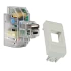 FANTON - Alimentatore da incasso KEYSTONE, 2 prese USB-A+C 2,4A con adattatore KEYSTONE per serie BTICINO LIVING LIGHT, colore bianco