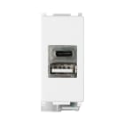 FANTON - Alimentatore da incasso KEYSTONE, 2 prese USB-A+C 2,4A con adattatore KEYSTONE per serie VIMAR PLANA, colore bianco