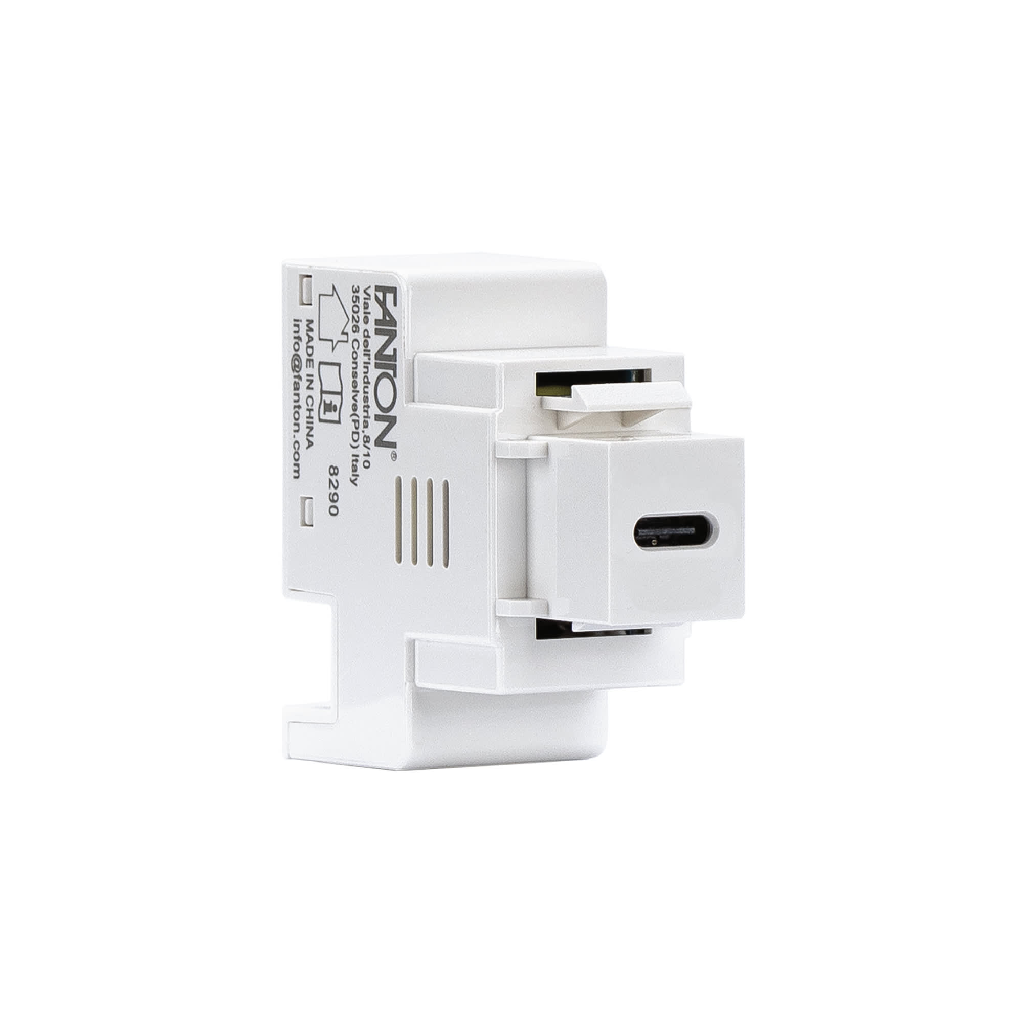 FANTON - Alimentatore da incasso KEYSTONE compatto, 1 presa USB-C 3A, colore bianco 82901