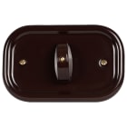 FANTON - Placca da parete in ceramica ovale 125x81mm 1 pulsante rotativo per scat.503, colore marrone