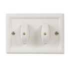 FANTON - Placca da parete in ceramica rettangolare 113x77mm 2 interruttori/deviatori per scat.503, colore bianco