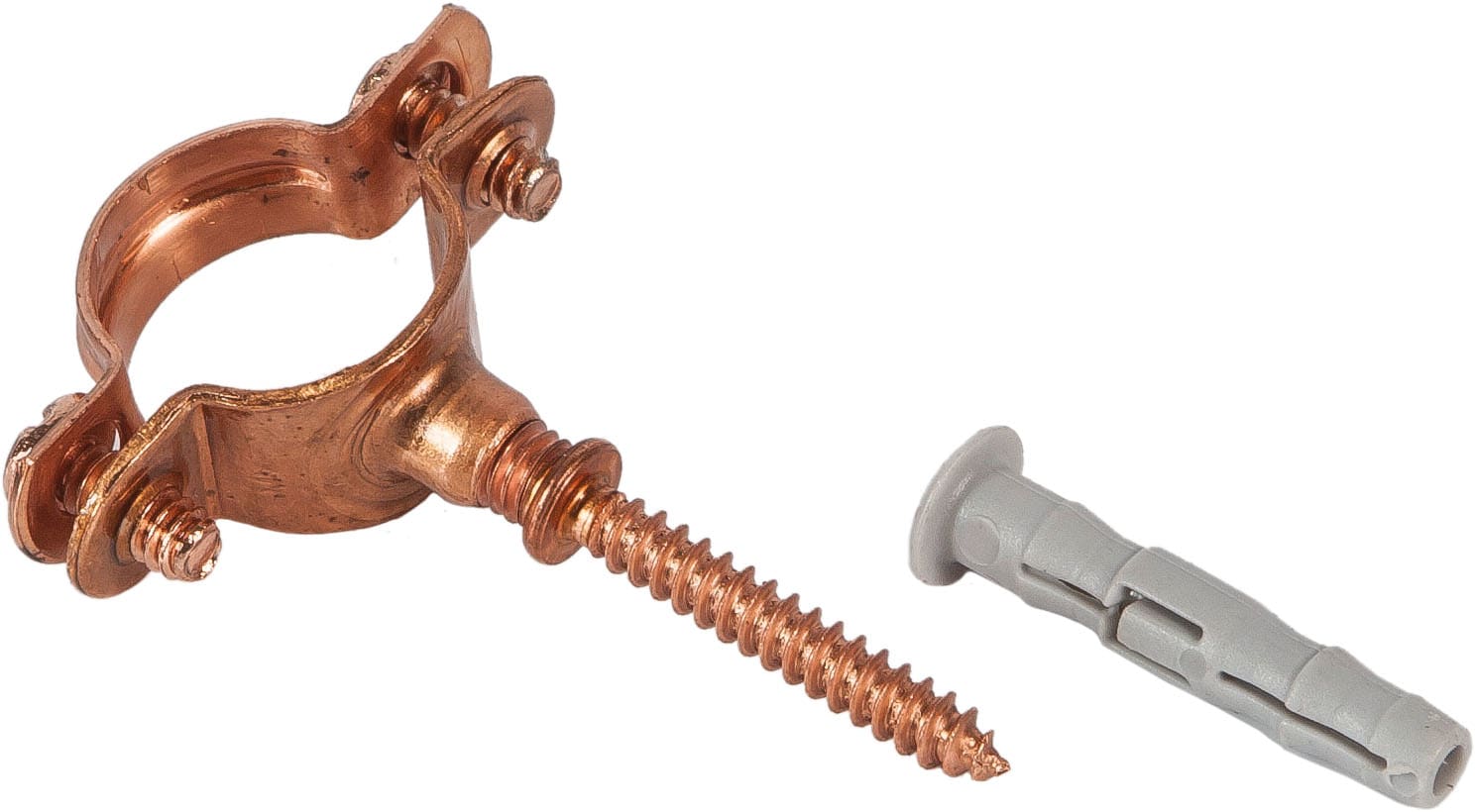 FANTON - Fermatubo 18mm in rame satinato, con viti e tassello