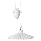 FANTON - Lampadario saliscendi con piatto smerlato, colore bianco