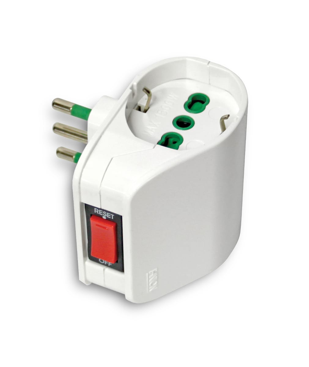 FANTON - Adattatore VERTICAL SYSTEM da spina S11 a 2 prese P40, con interruttore di sovraccarico, colore bianco 87310