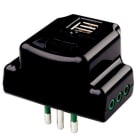 FANTON - Adattatore piatto da spina S11 a 3 prese P11 + 2 USB-A+C, colore nero