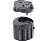 FANTON - Adattatore universale da viaggio 100-240V, 50-60Hz, protezione con fusibile 2,5A, colore nero