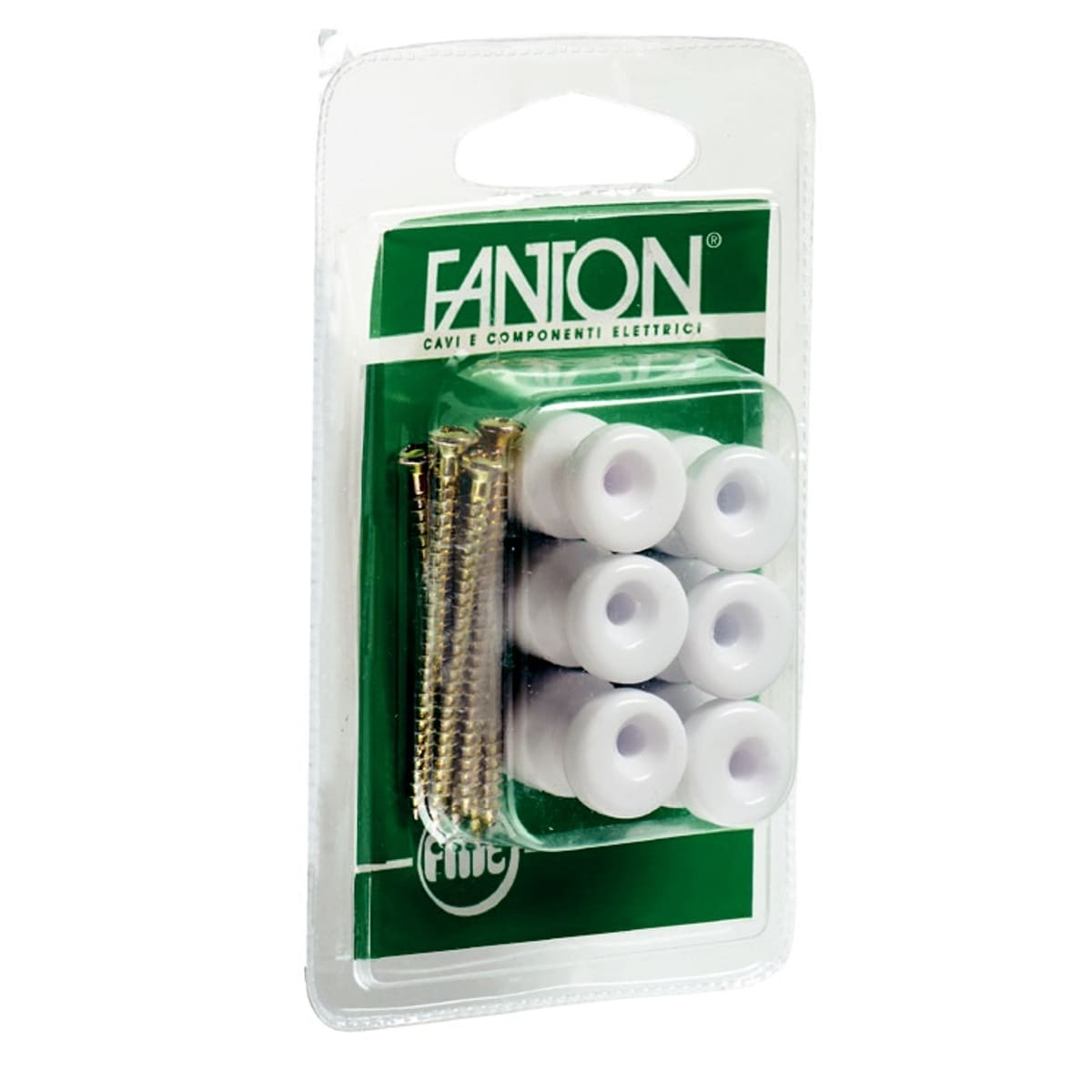 FANTON - Kit 6 isolatori in ceramica 16mm alt.25mm, colore bianco 89030