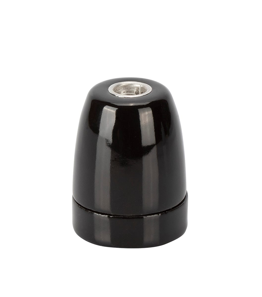 FANTON - Portalampada ceramica E27 con ghiera, colore nero 89151