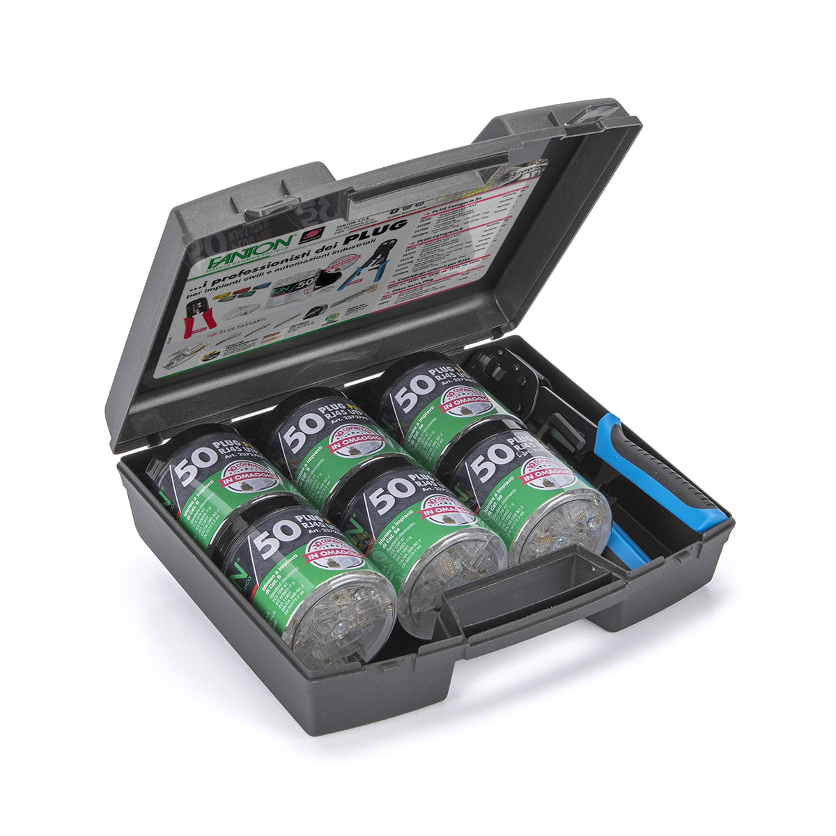 FANTON - Kit 300 plug RJ45 mix passanti con pinza 99917-PP