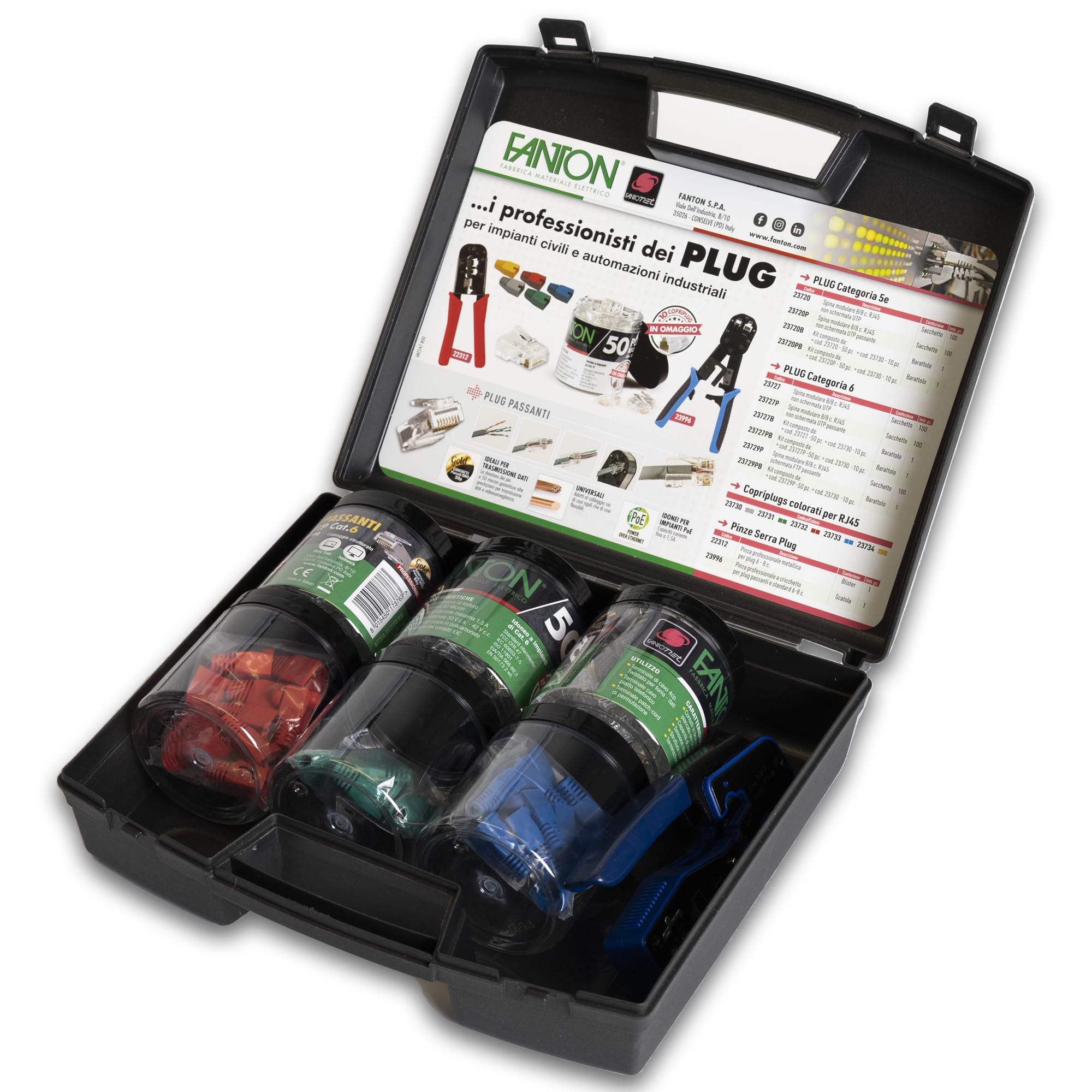 FANTON - Kit 150 plug RJ45 mix passanti con pinza