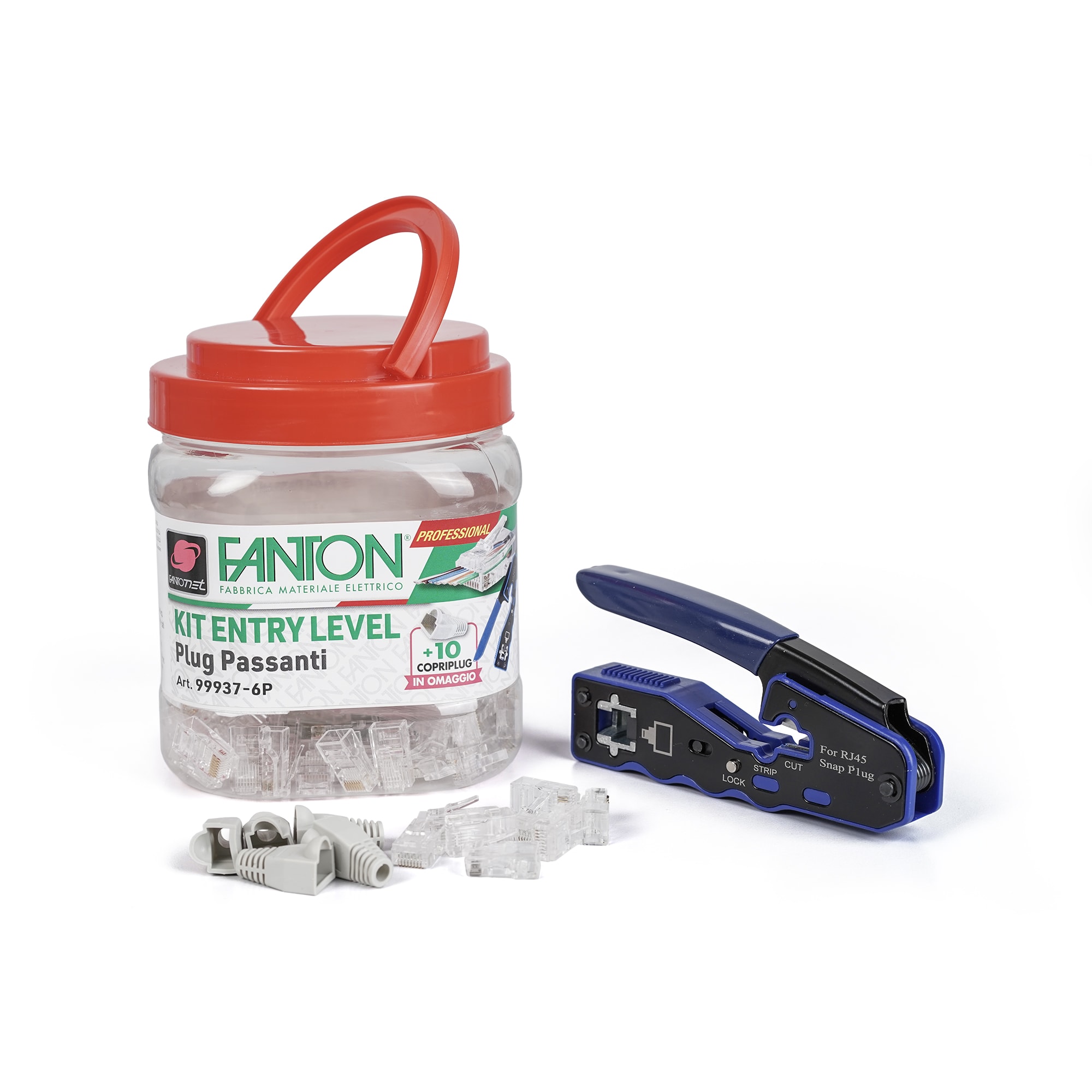 FANTON - Kit 50 plug RJ45 cat.6 UTP passanti con pinza compatta 99937-6P
