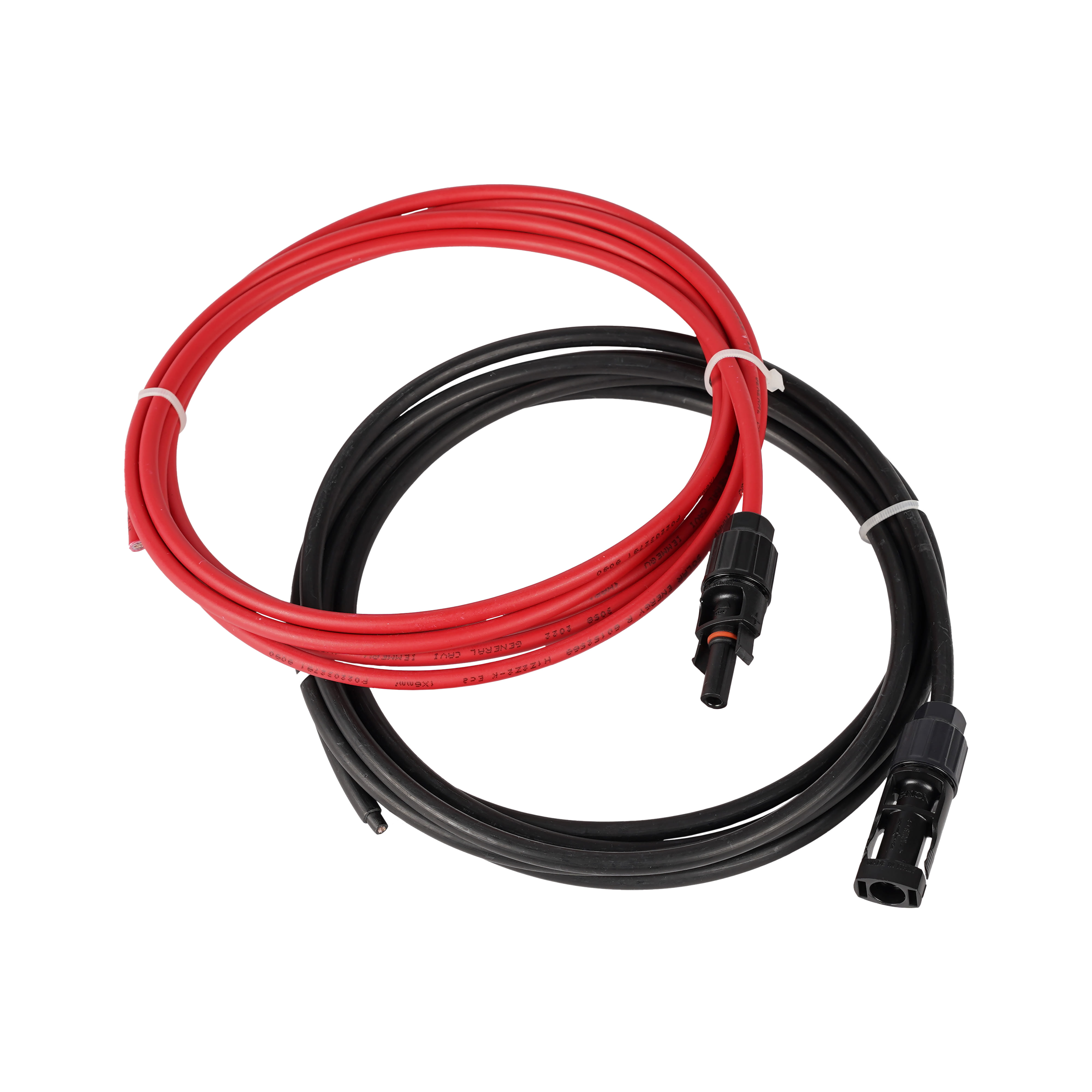 FANTON - Coppia cavi 2m fotovoltaico 4mm connettori maschio+femmina/tagliato, colore rosso/nero A998002