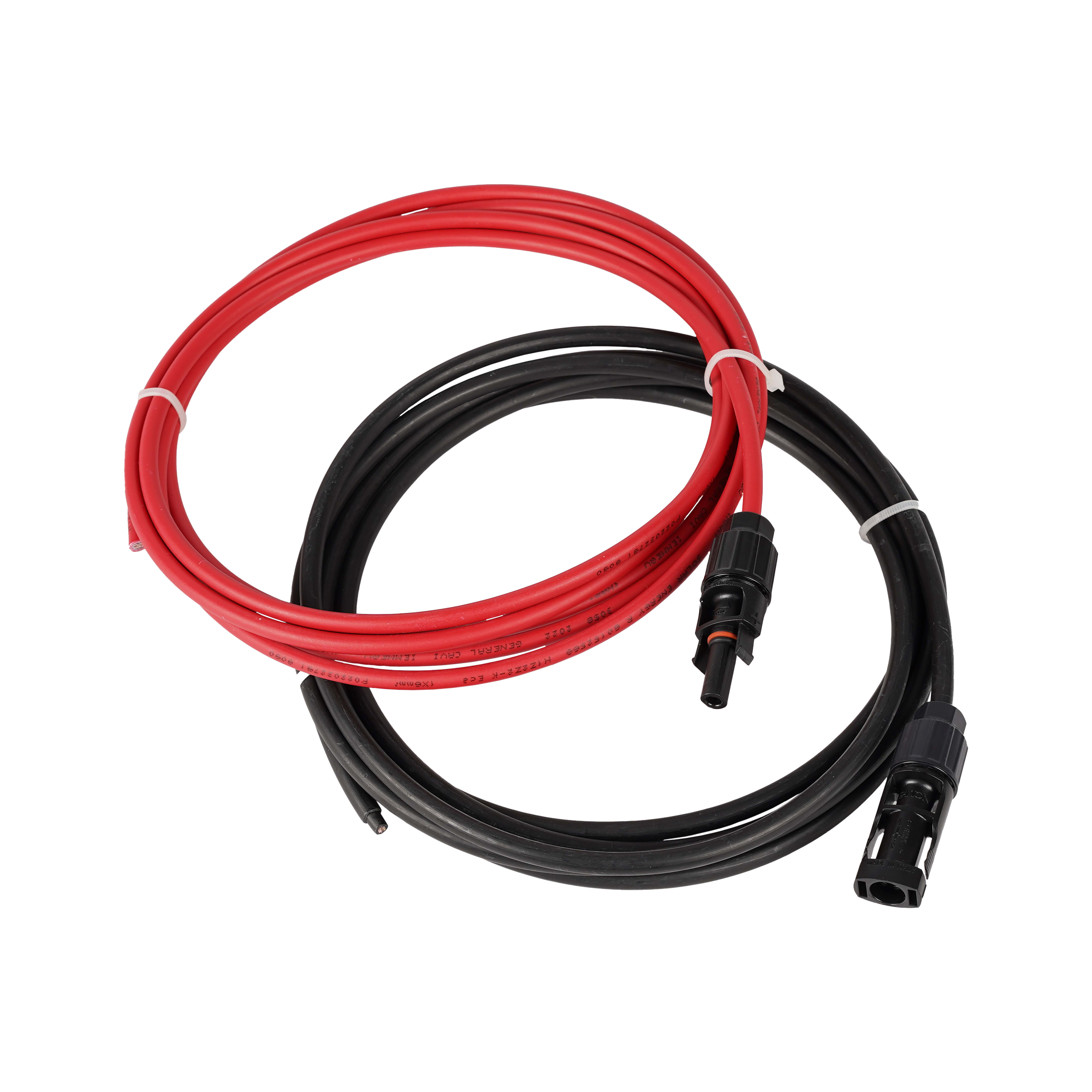 FANTON - Coppia cavi 2m fotovoltaico 6mm connettori maschio+femmina/tagliato, colore rosso/nero