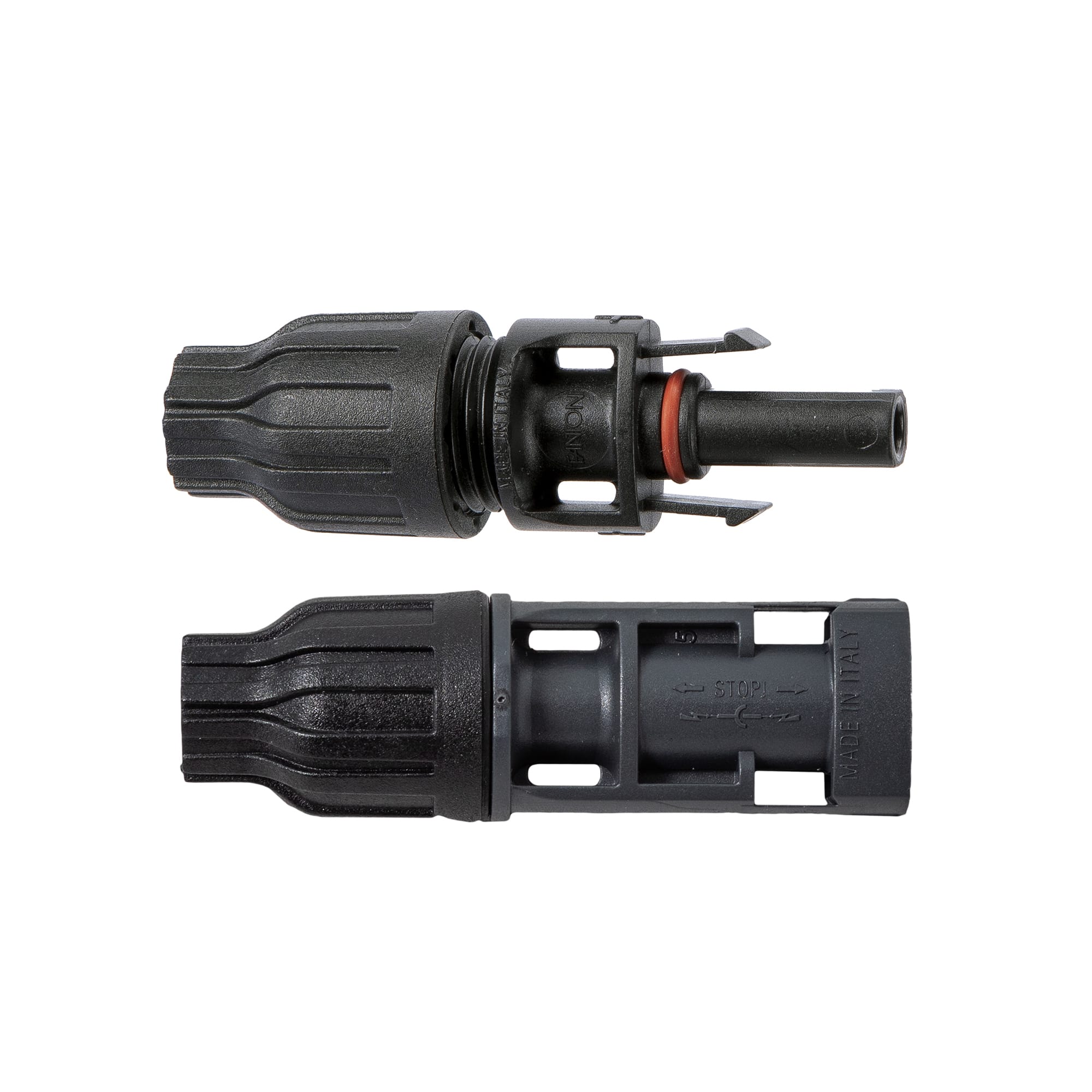 FANTON - Coppia connettori fotovoltaici 1 maschio + 1 femmina FMC4, maschio apribile con utensile, per cavo sez.46mm - conf.50 coppie