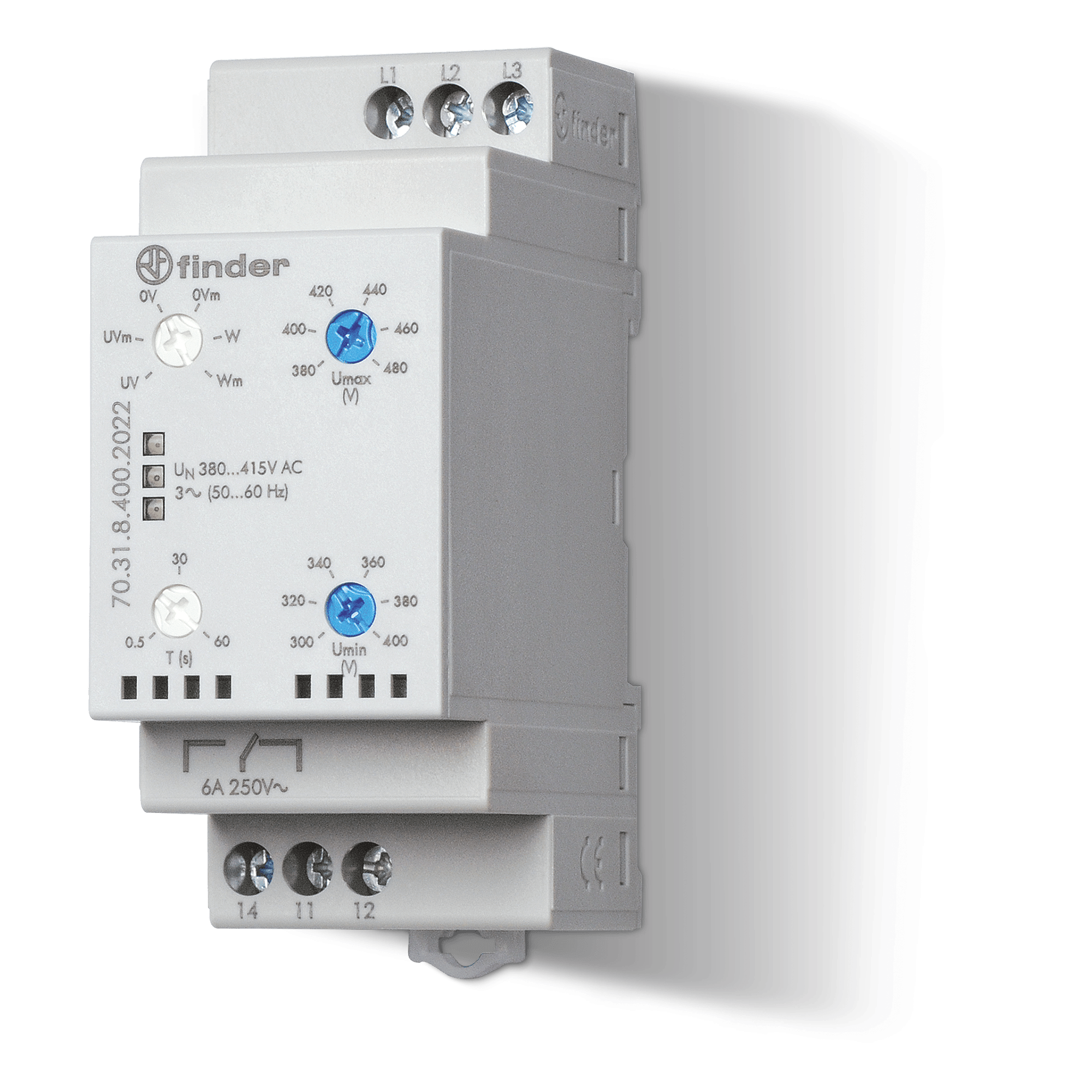 FINDER - CONTROLLO TENSIONE TRIFASE UMIN/UMAX 1CO
