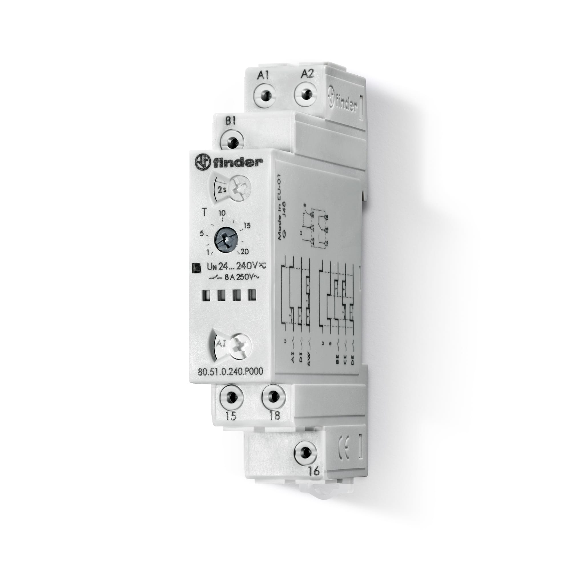FINDER - TEMPORIZZATORE MULTIFUNZ24/240V 8A PUSH-