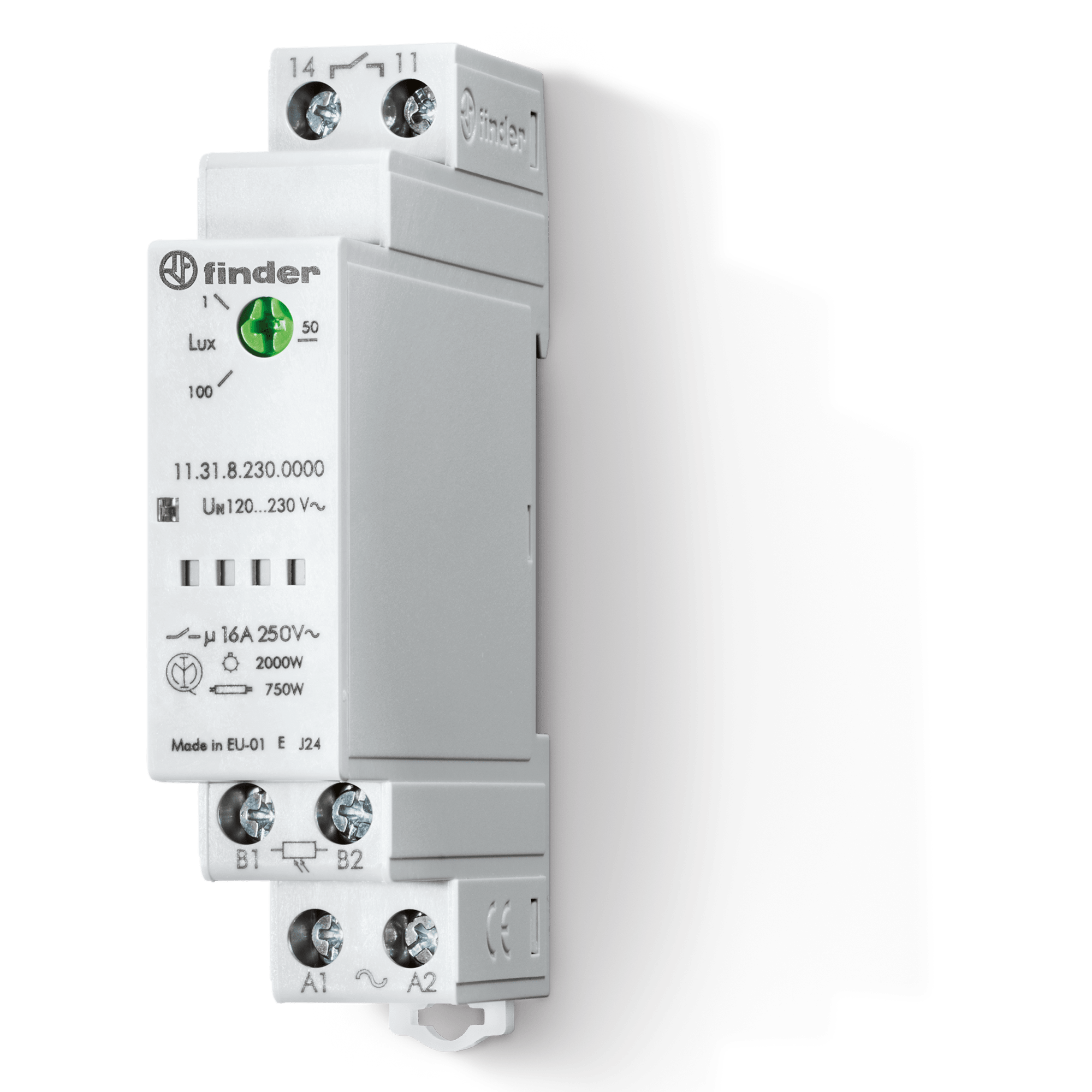 FINDER - CREPUSCOLARE DIN 17.5MM 1NO 16A 100LUX 113100240001