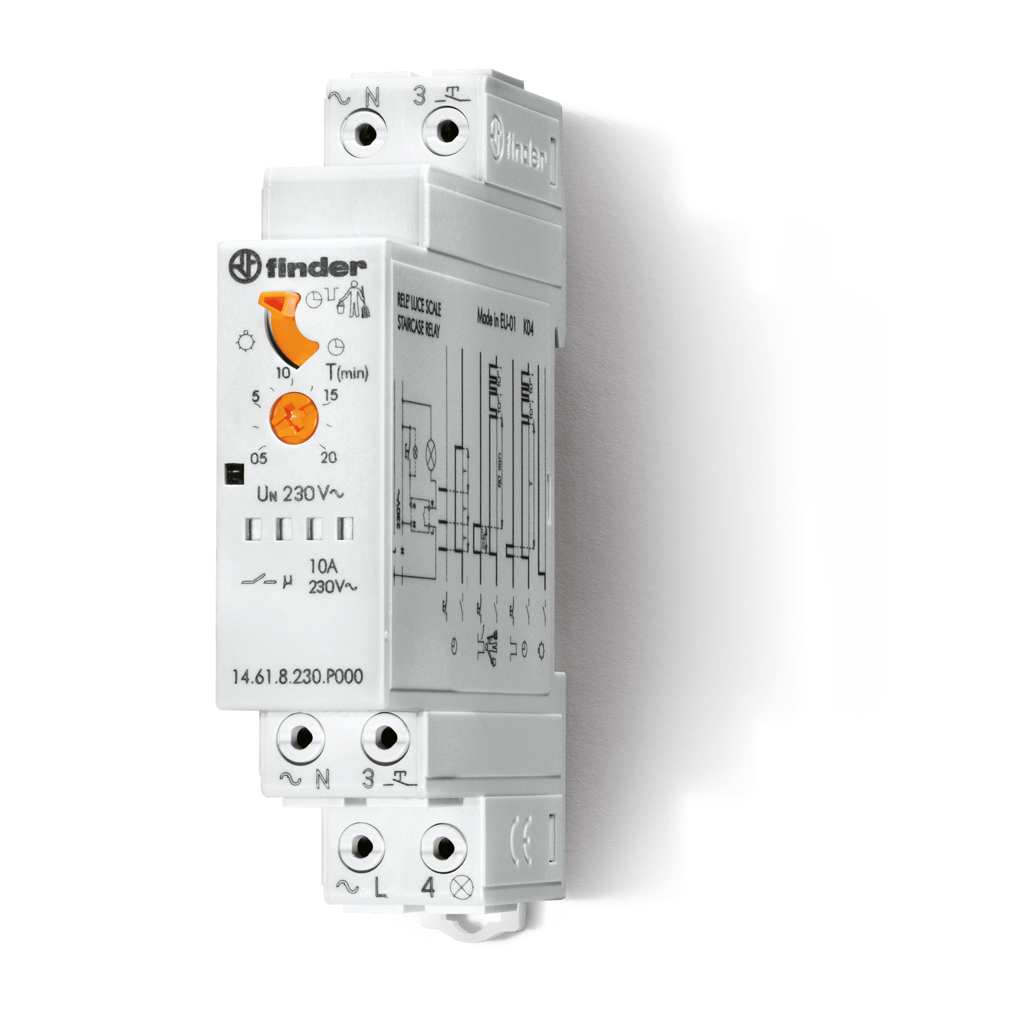 FINDER - LUCE SCALA DIN 17.5MM 1NO 20MIN PUSH-IN 14618230P000