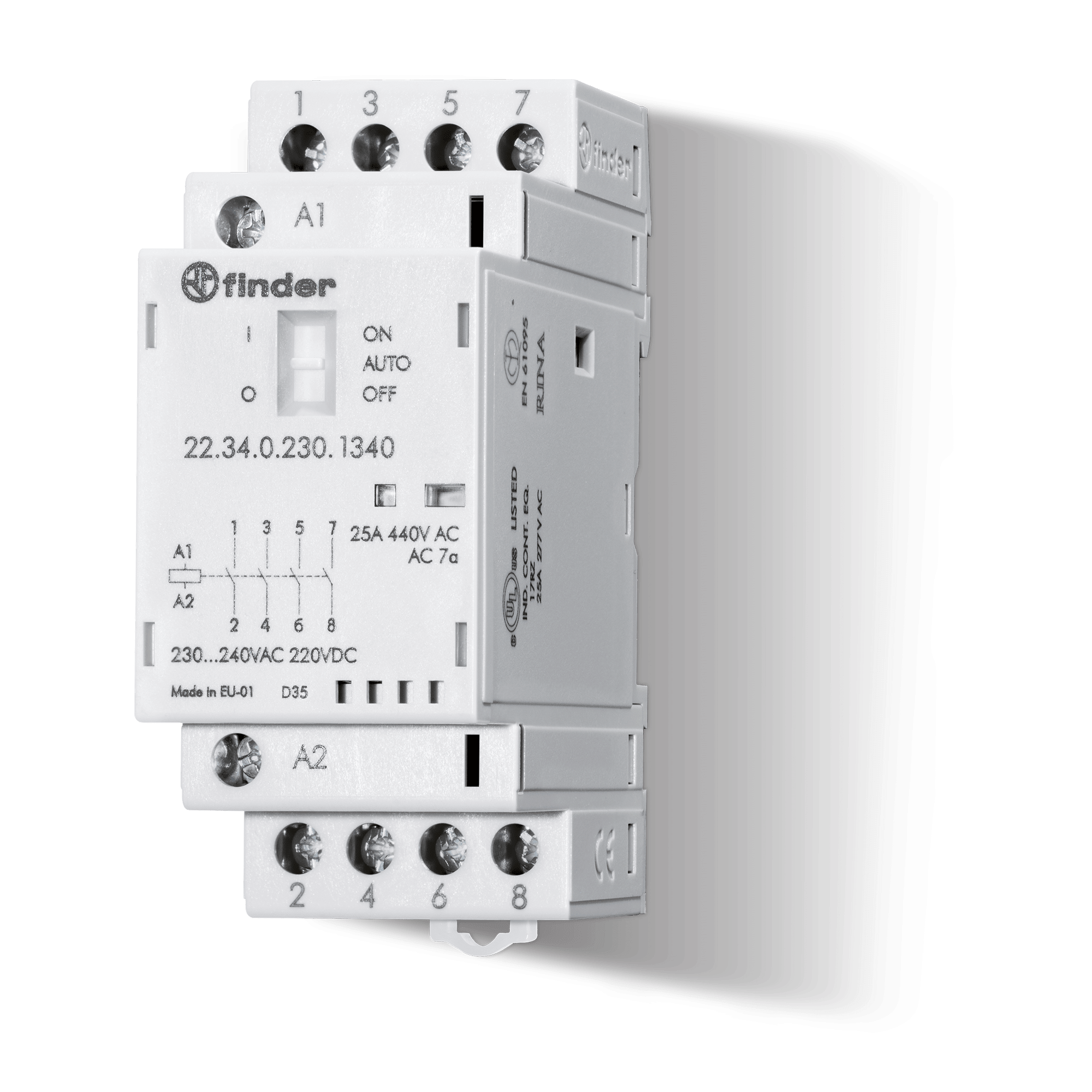 FINDER - CONTATTORE 25A 4 CONTATTI 36MM 223400241320