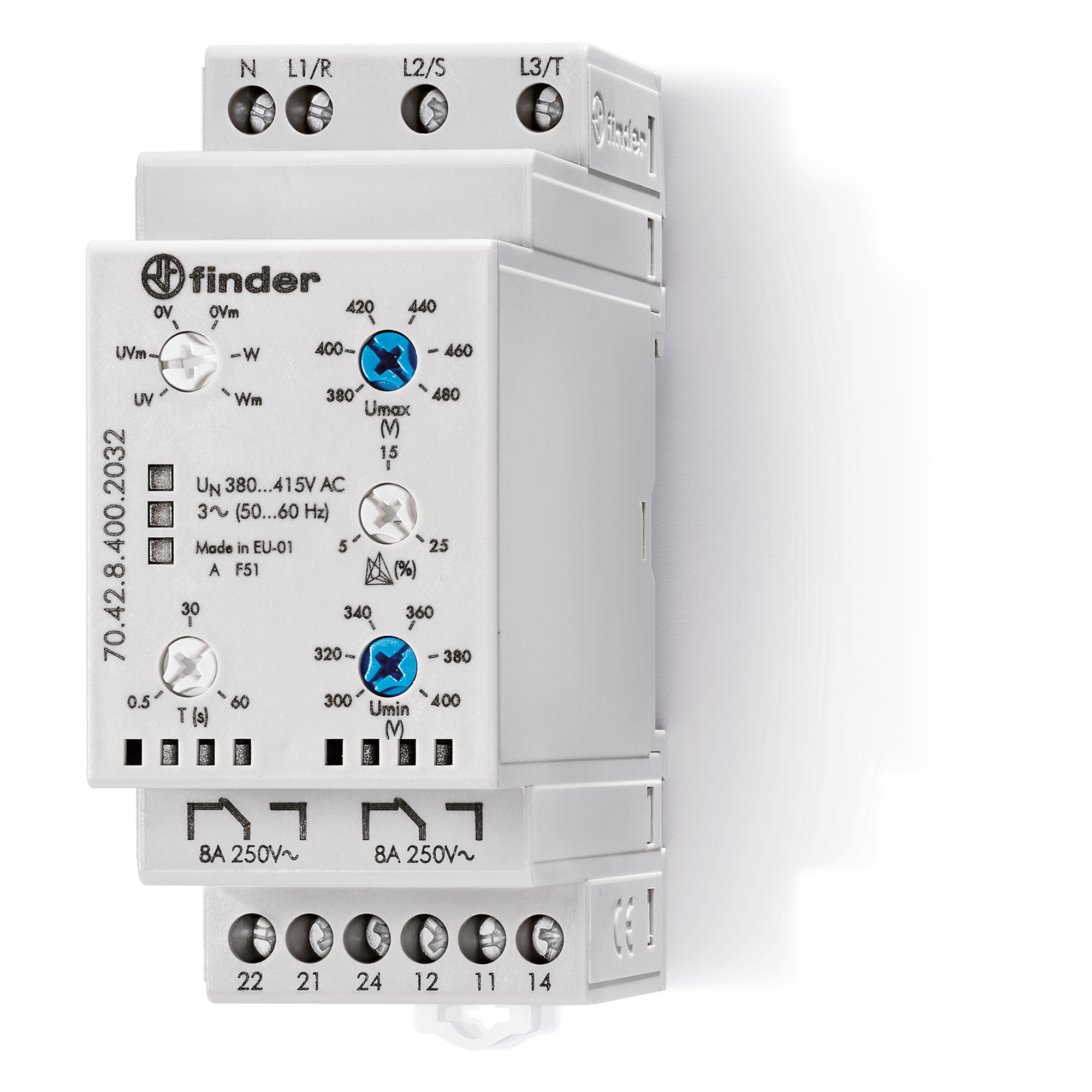 FINDER - CONTROLLO TENSIONE TRIFASE+NEUTRO 2CO 704284002032