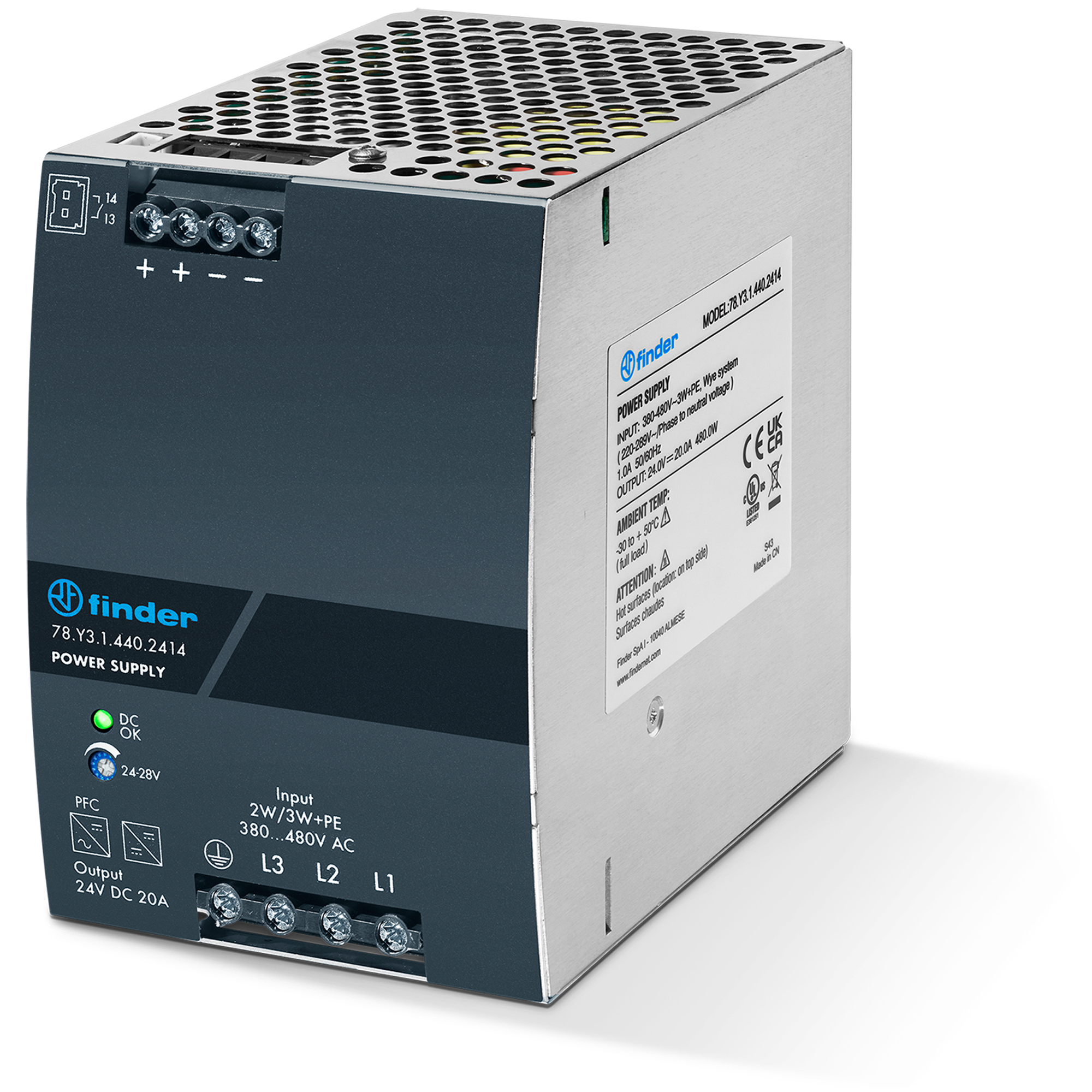 FINDER - ALIMENTATORE SWITCHING 20A 24VDC 480W 78Y314402414