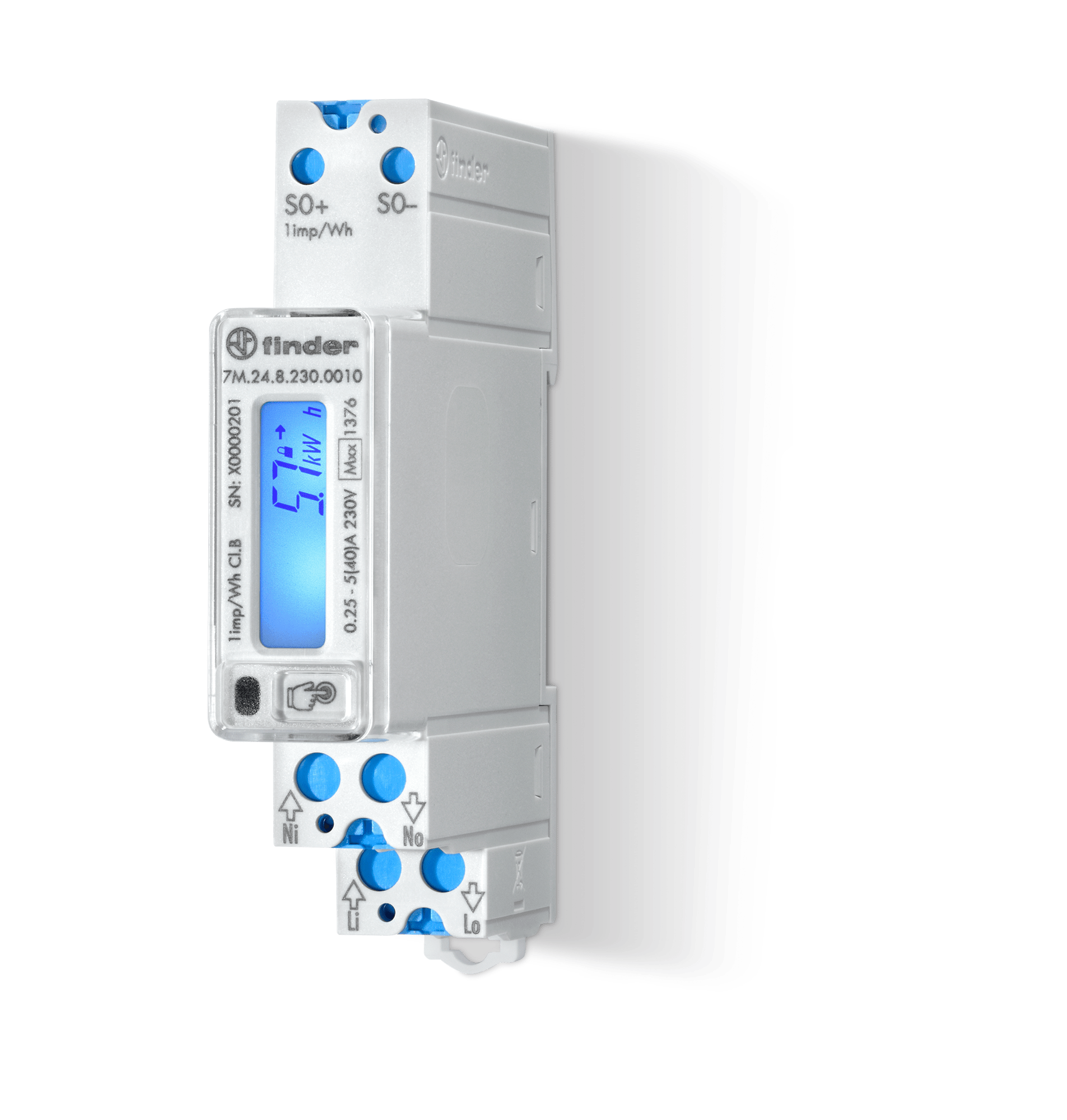 FINDER - CONTATORE ENERGIA 40A SOLO KW MONOFASE 7M2482300310