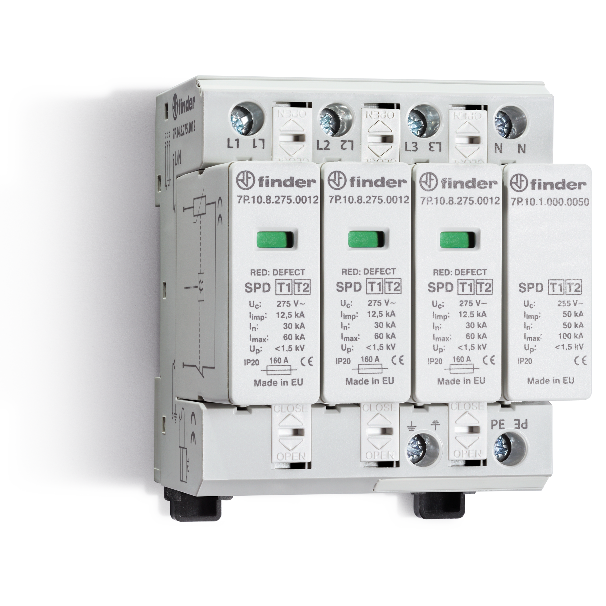 FINDER - SPD CLASSE1+2 TRIFASE 4P 275VAC 3+1 12.5 7P1482751012