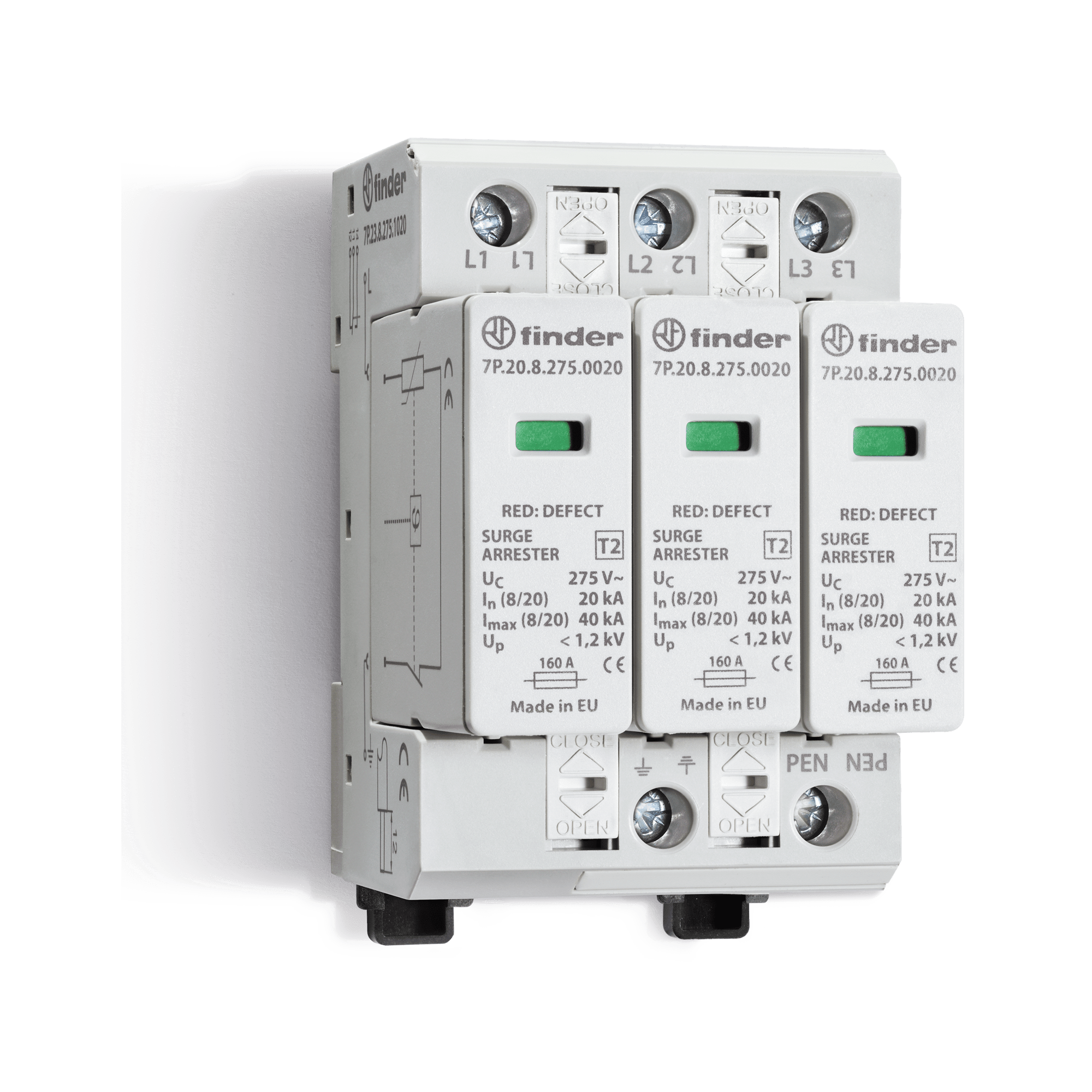 FINDER - SPD CLASSE2 TRIF 3P 275VAC 3+0 20KA NO R 7P2382750020