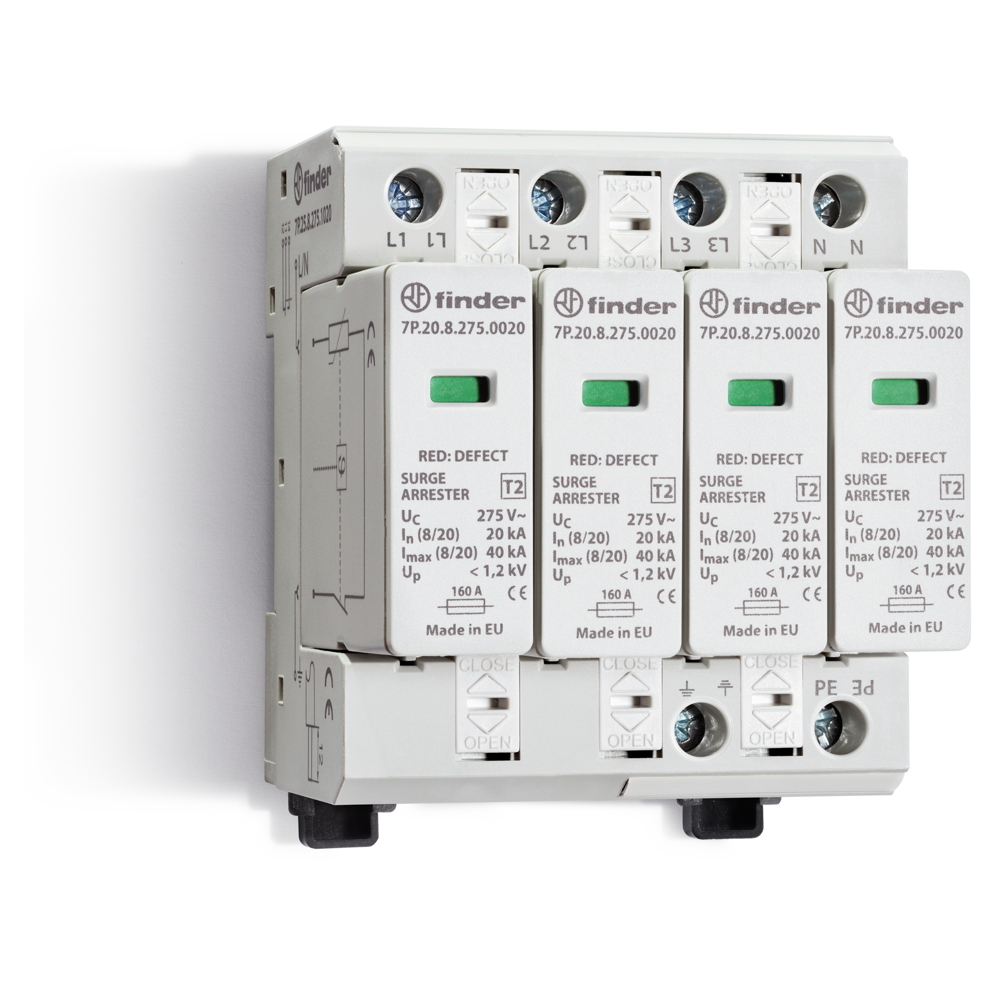 FINDER - SPD CLASSE2 TRIF 4P 150VAC 4+0 15KA NO R 7P2581500015