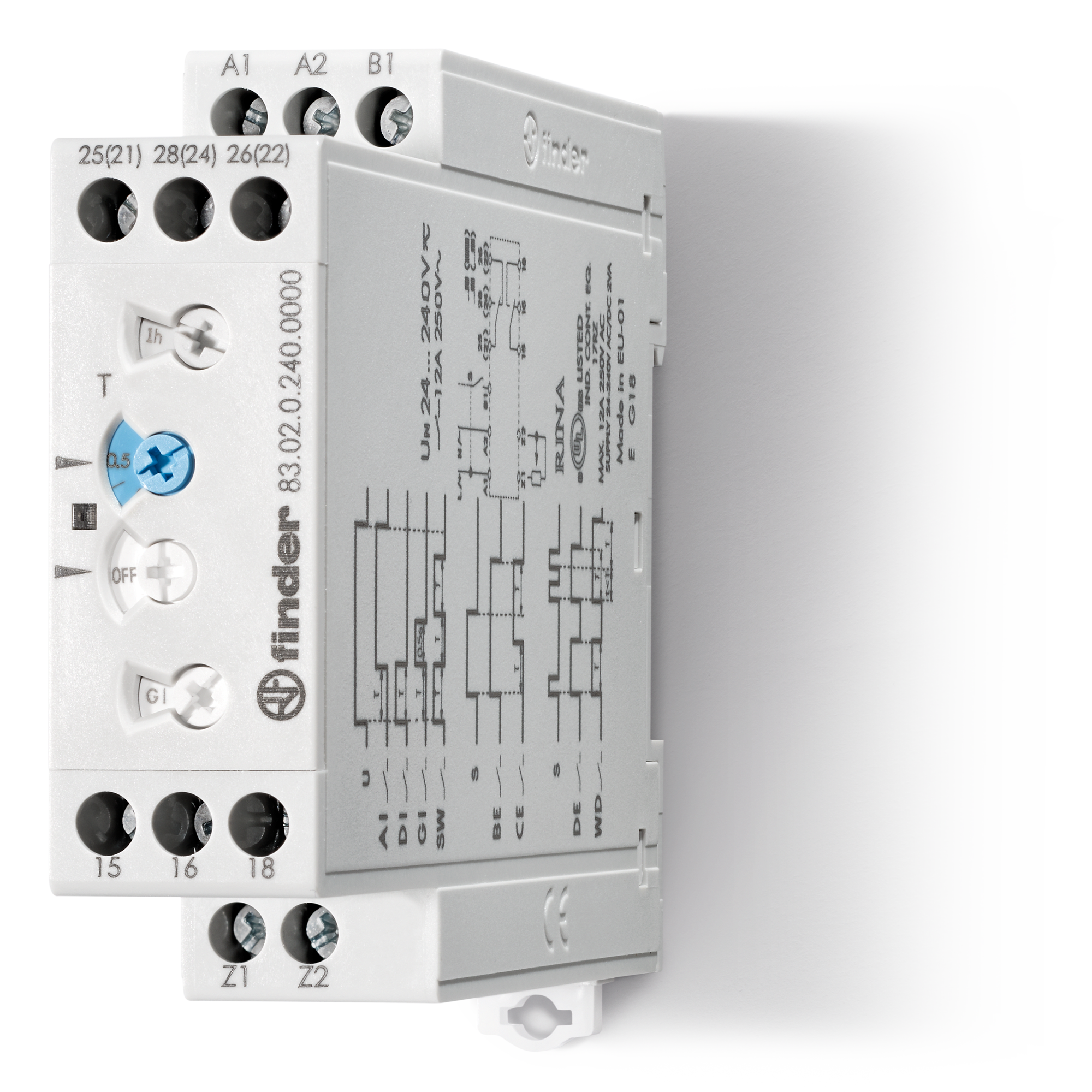 FINDER - TEMPORIZZATORE MULTIFUNZ.12/240V 2CO 8A 830202400070