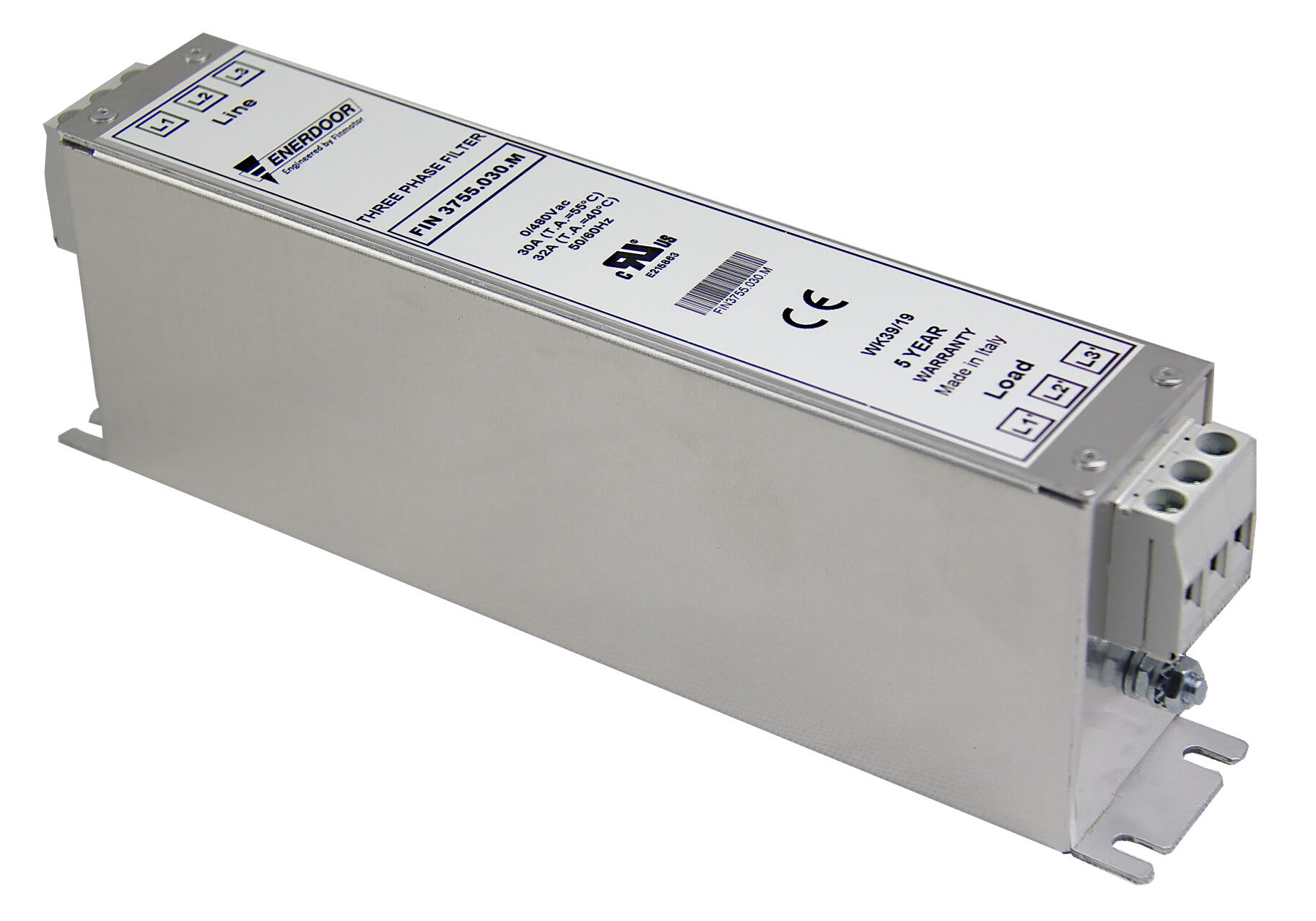 FINMOTOR - FIN3755.016.M - Filtro EMI-RFI con elevata attenuazione per applicazioni industriali, Tensione nominale 480 Vac, 16 A