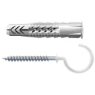 FISCHER - Blister ux 8x50r rh n k: fissaggio universale fischer in nylon di qualità per calcestruzzo, muratura e cartongesso, con ganci tondi bianchi inclusi.